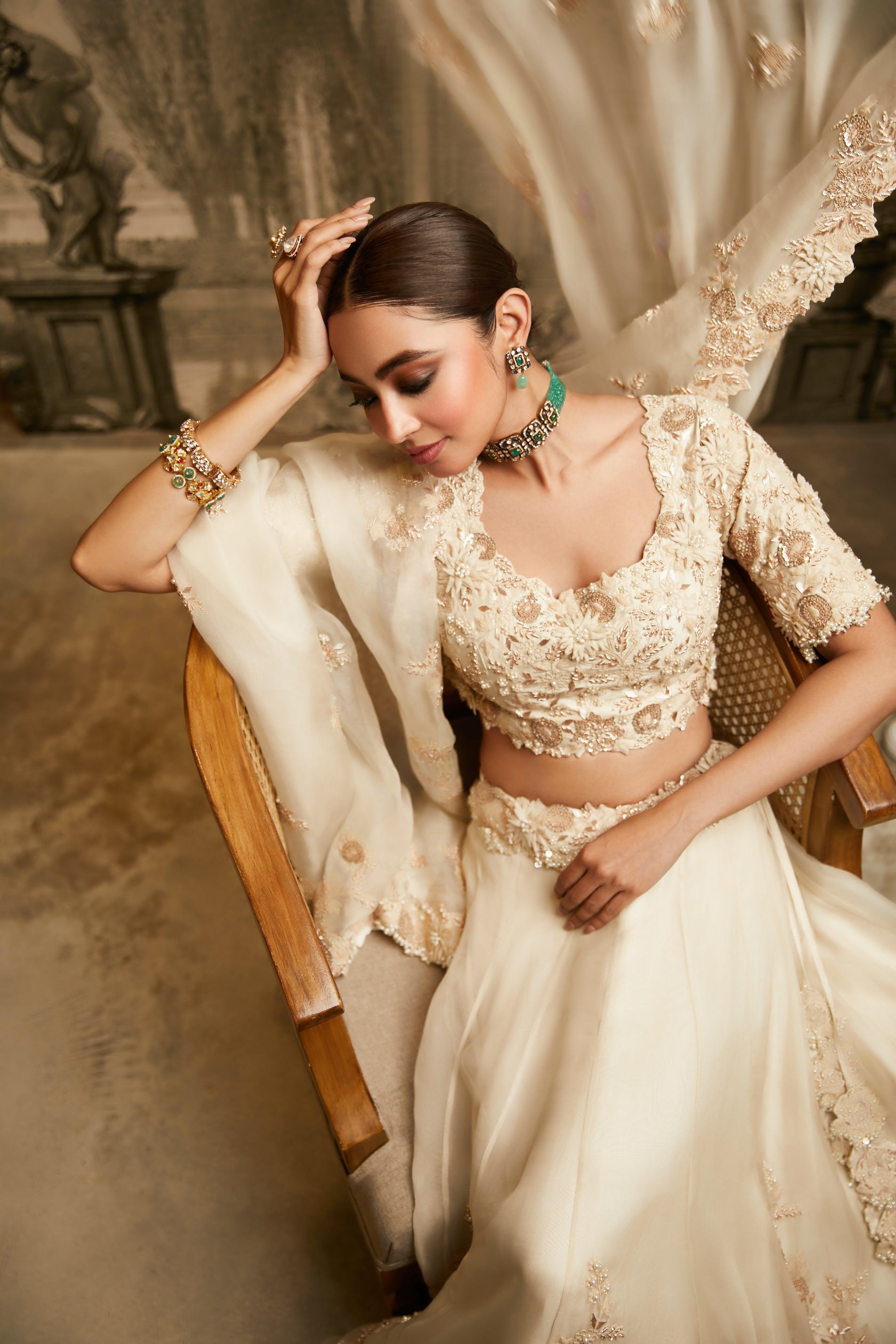Ivory Lampi Lehenga Set - Mokshaa