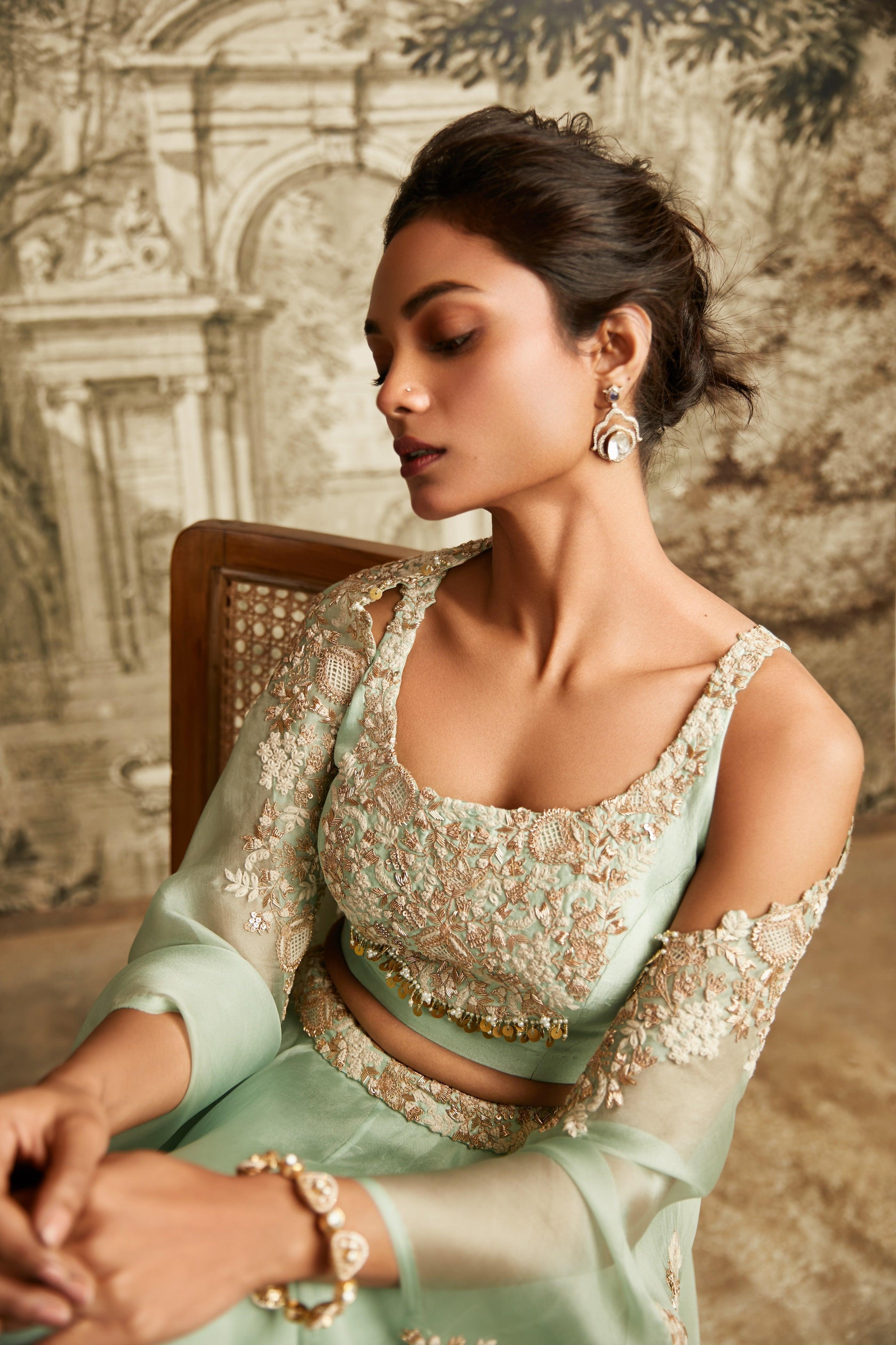 Aqua Dori Resham Skirt Set - Mokshaa