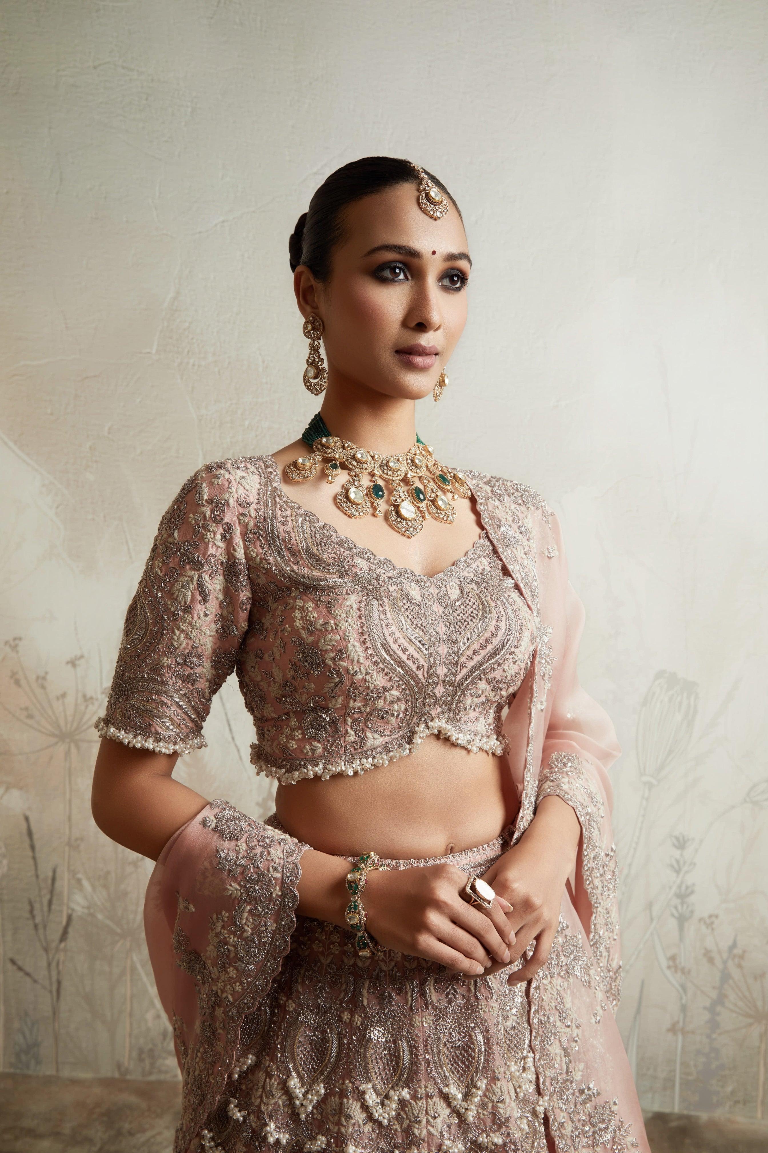 Flamingo Embroidered Lehenga Set Mokshaa