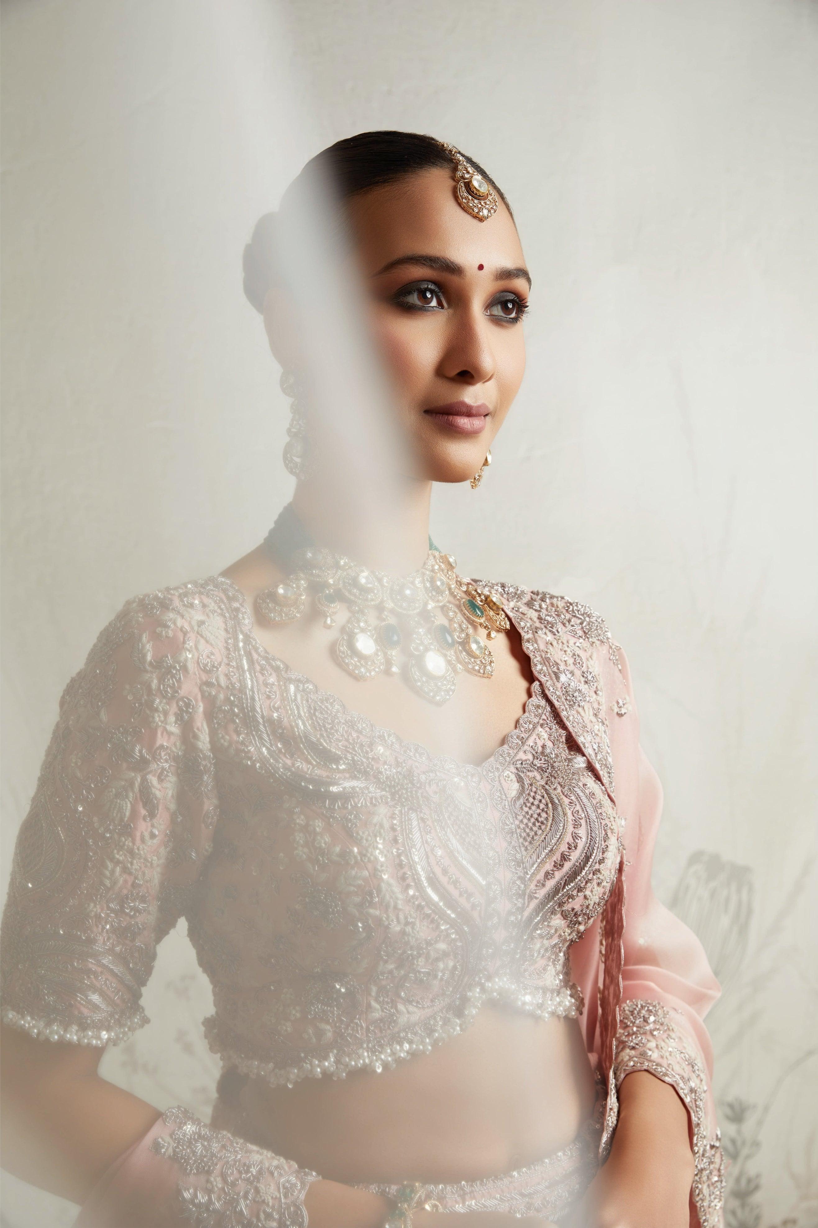 Flamingo Embroidered Lehenga Set Mokshaa