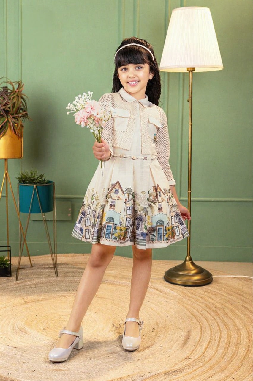 Ivory Scenic Print Dress