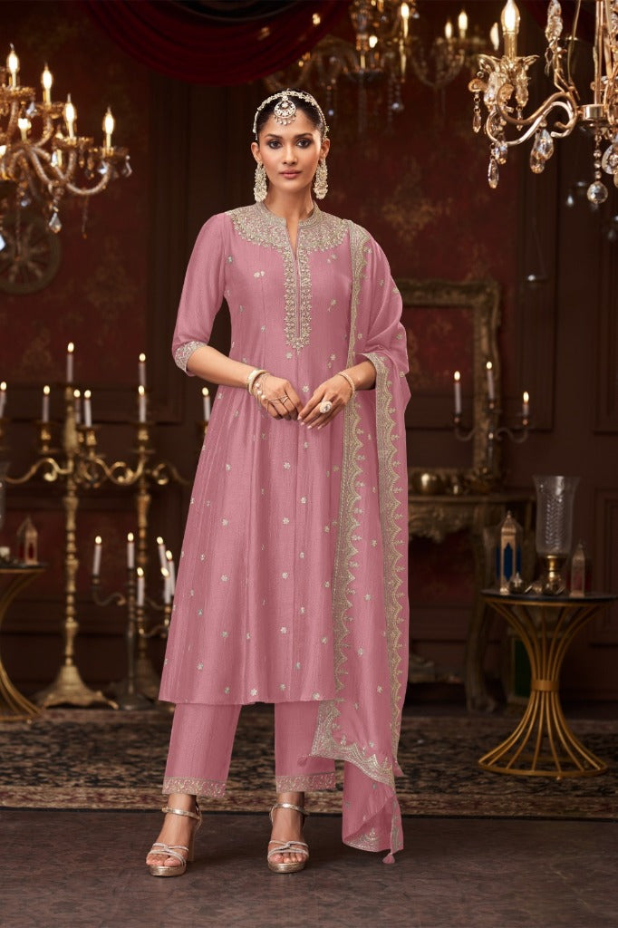 Pink Silk Short Anarkali Suit