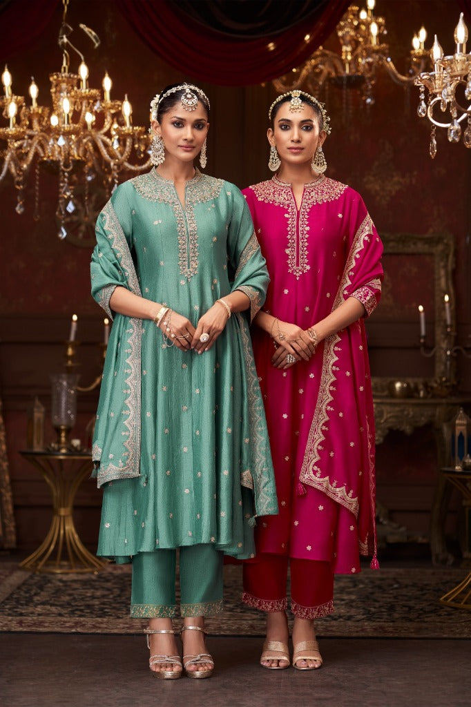 Magenta Silk Short Anarkali Suit