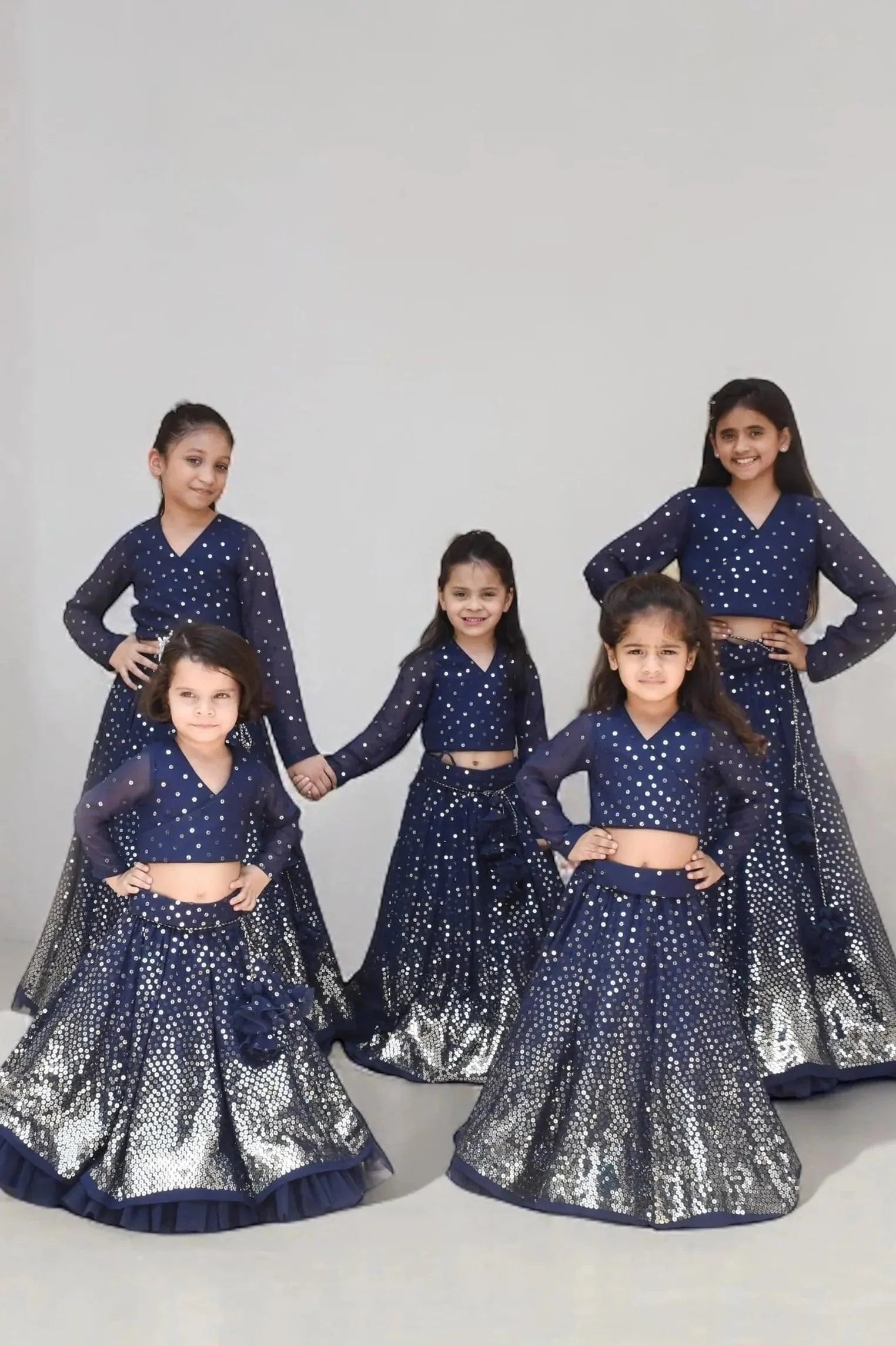 Navy Blue Embroidered Lehenga Choli Set - Mokshaa