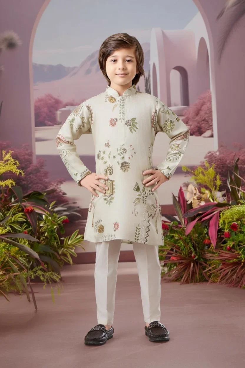 Light Green Printed Kurta Set | Mokshaa