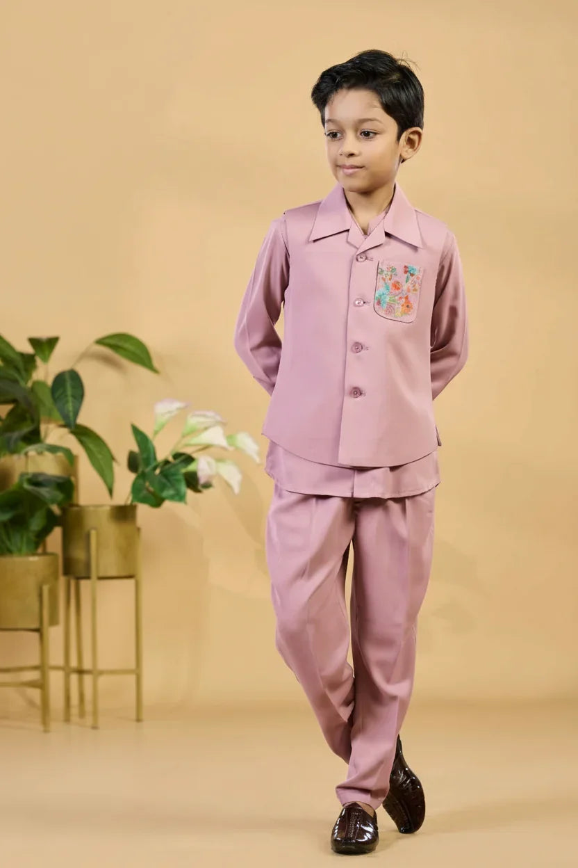 Dusty Pink Boys Bandi Set | Mokshaa