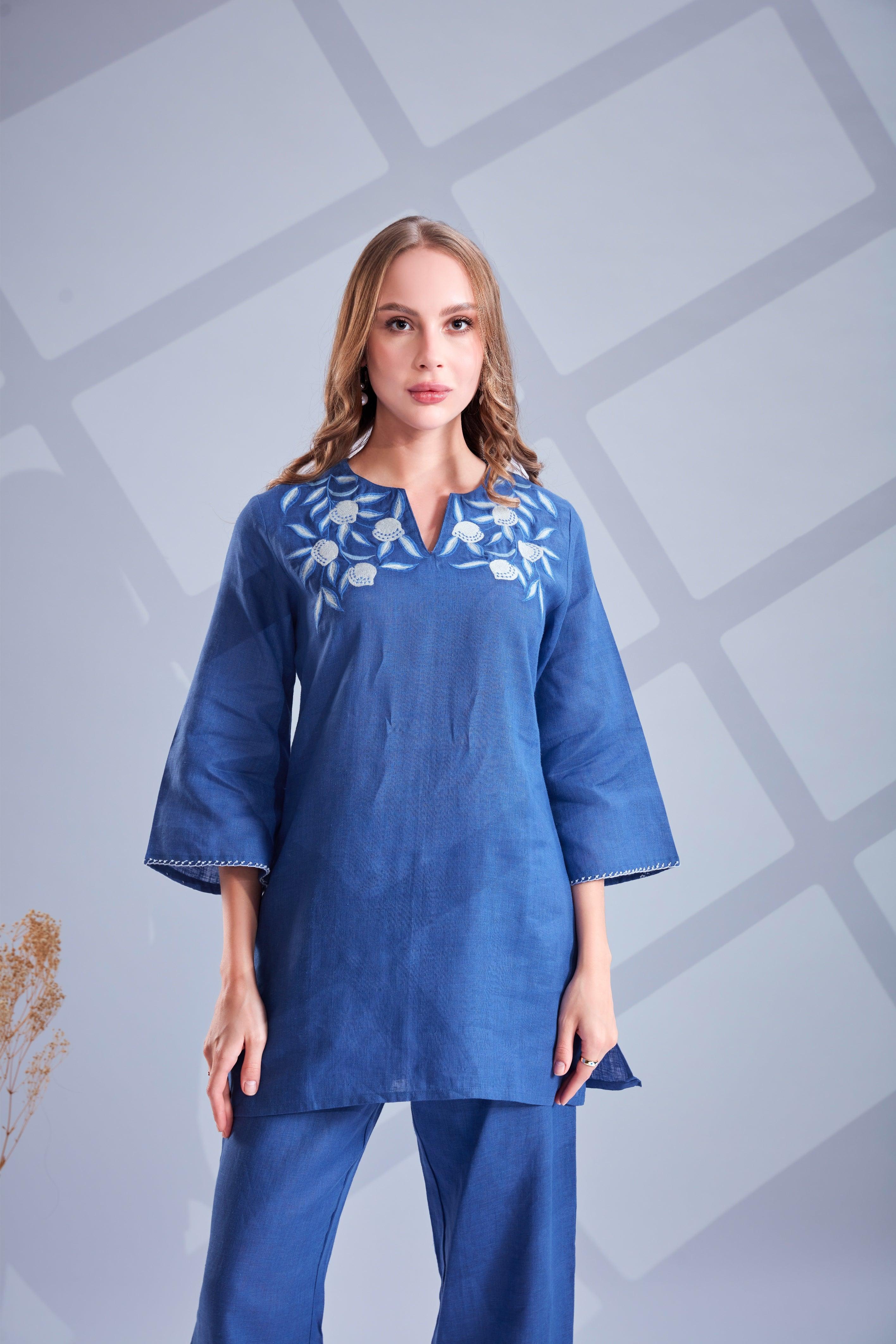 Indigo Blue Linen Co-ord Set.