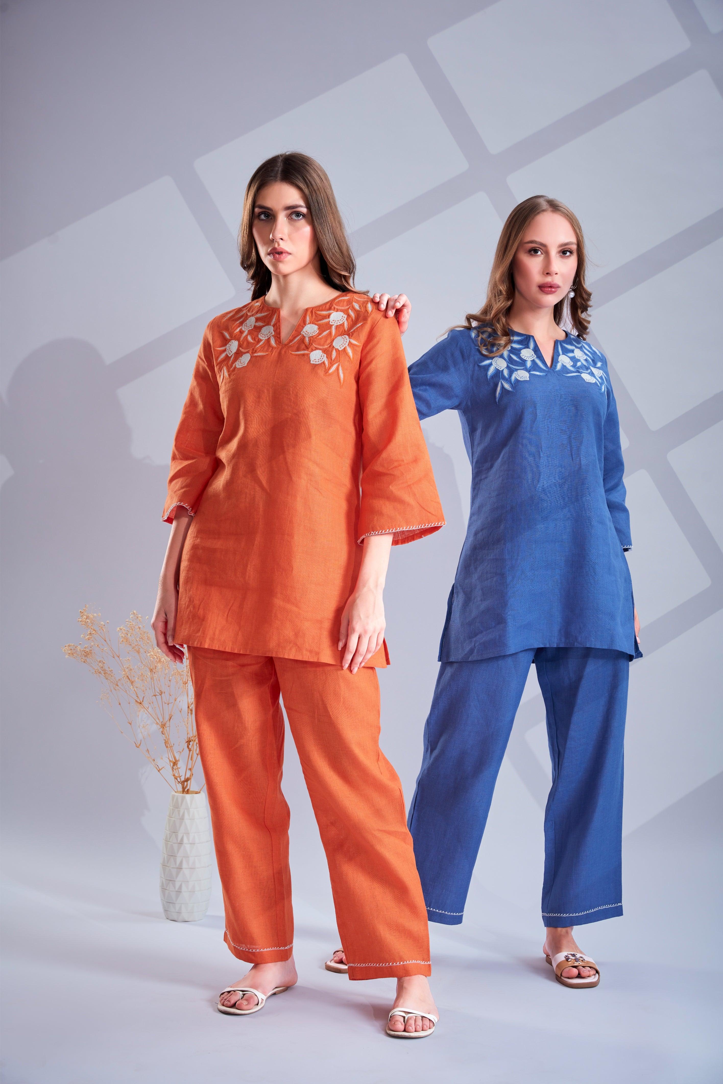 Indigo Blue Linen Co-ord Set.