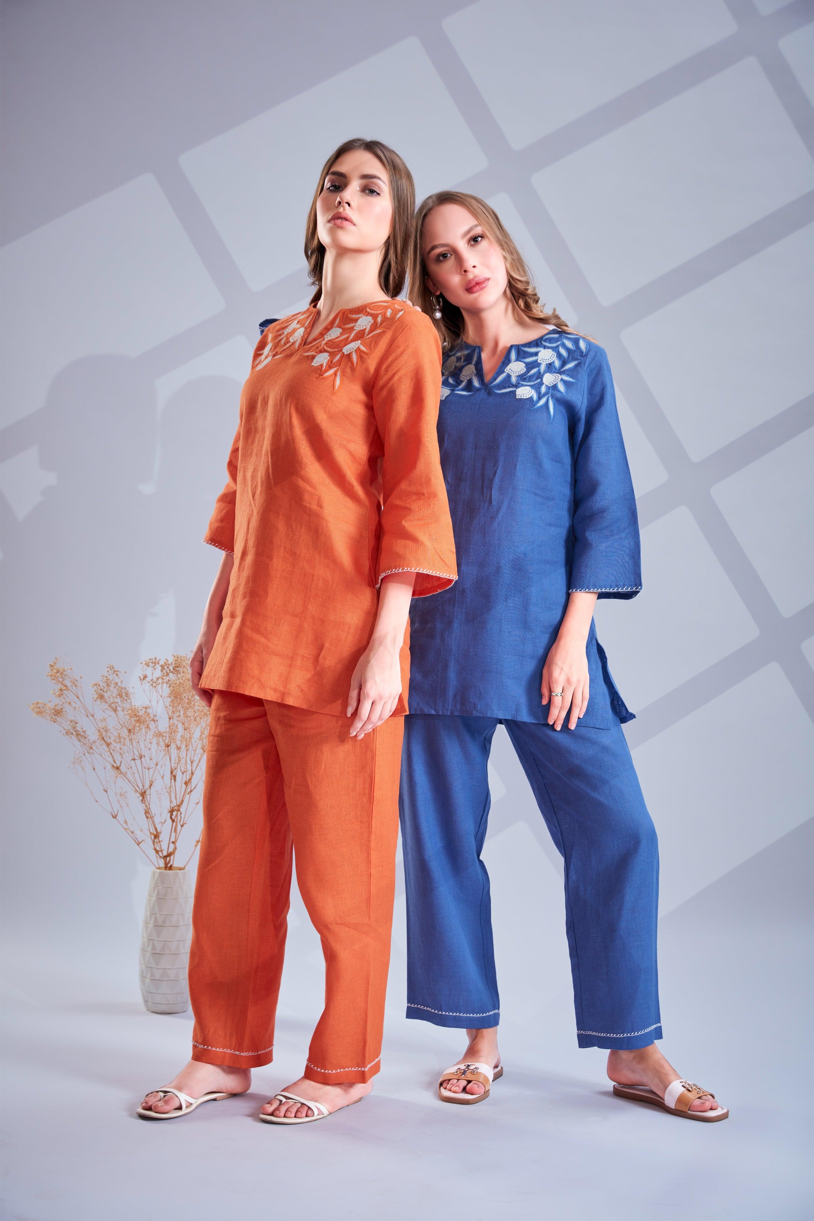 Indigo Blue Linen Co-ord Set.