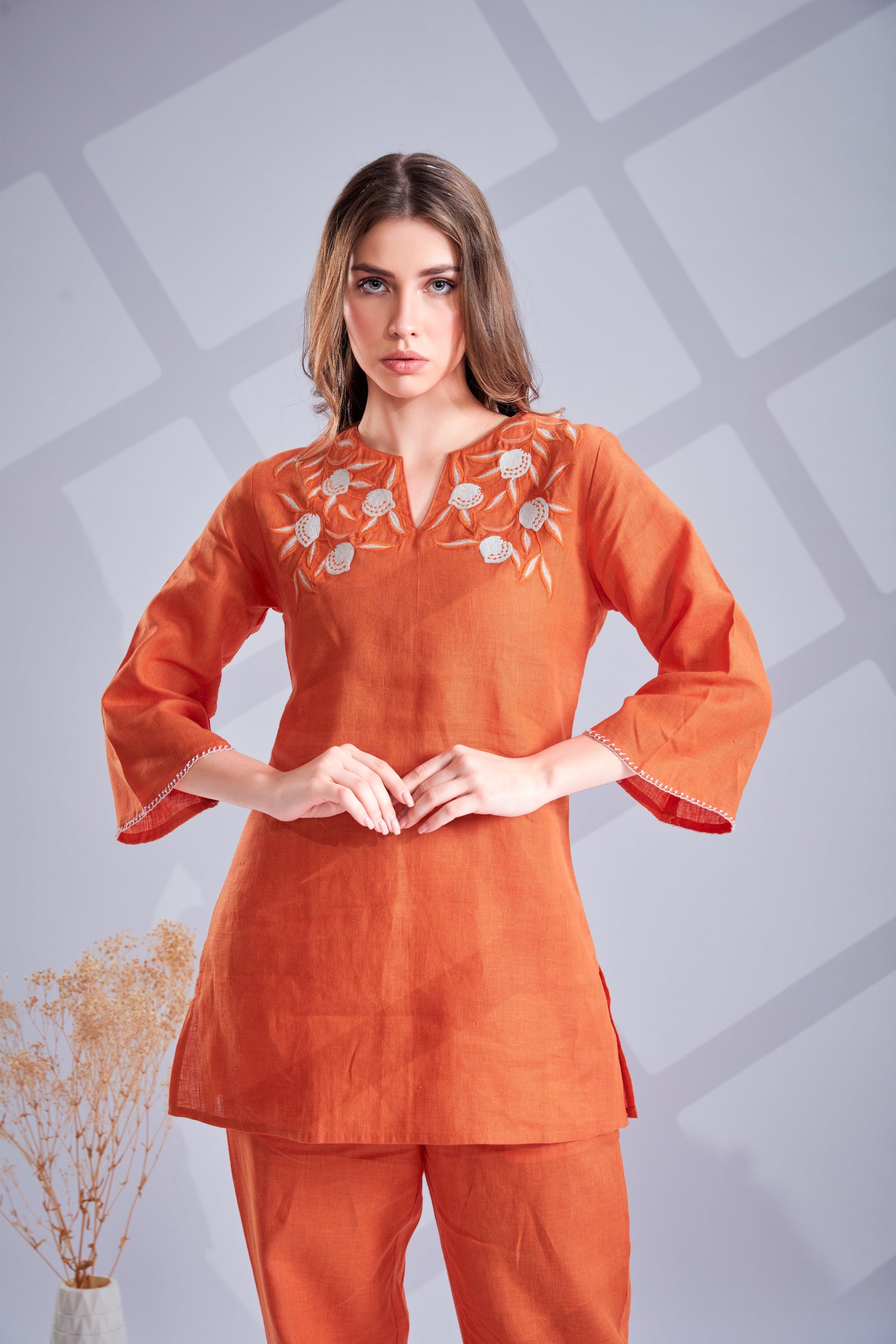 Terracotta Linen Co-ord Set.