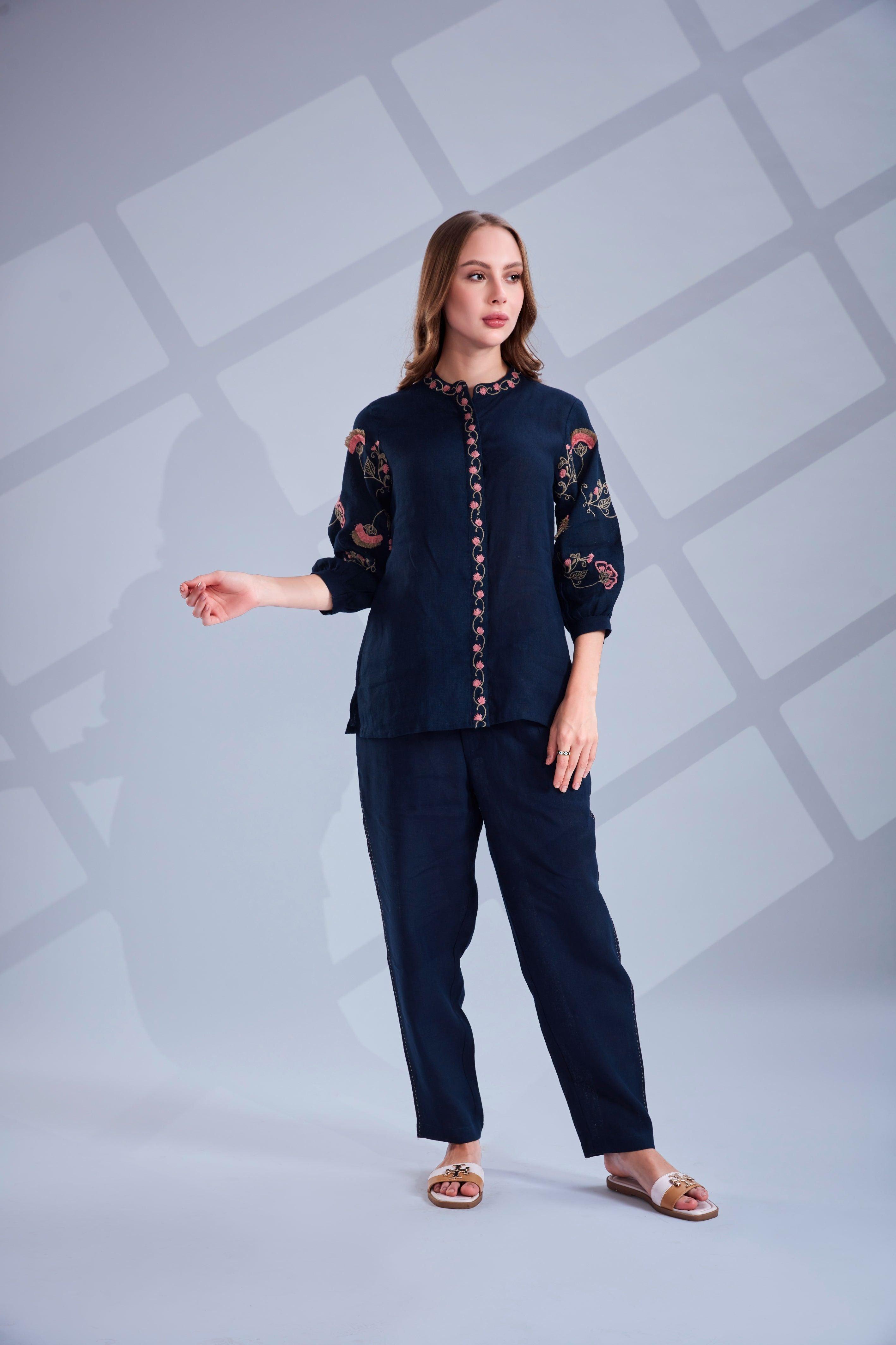 Midnight Navy Linen Co-ord Set.