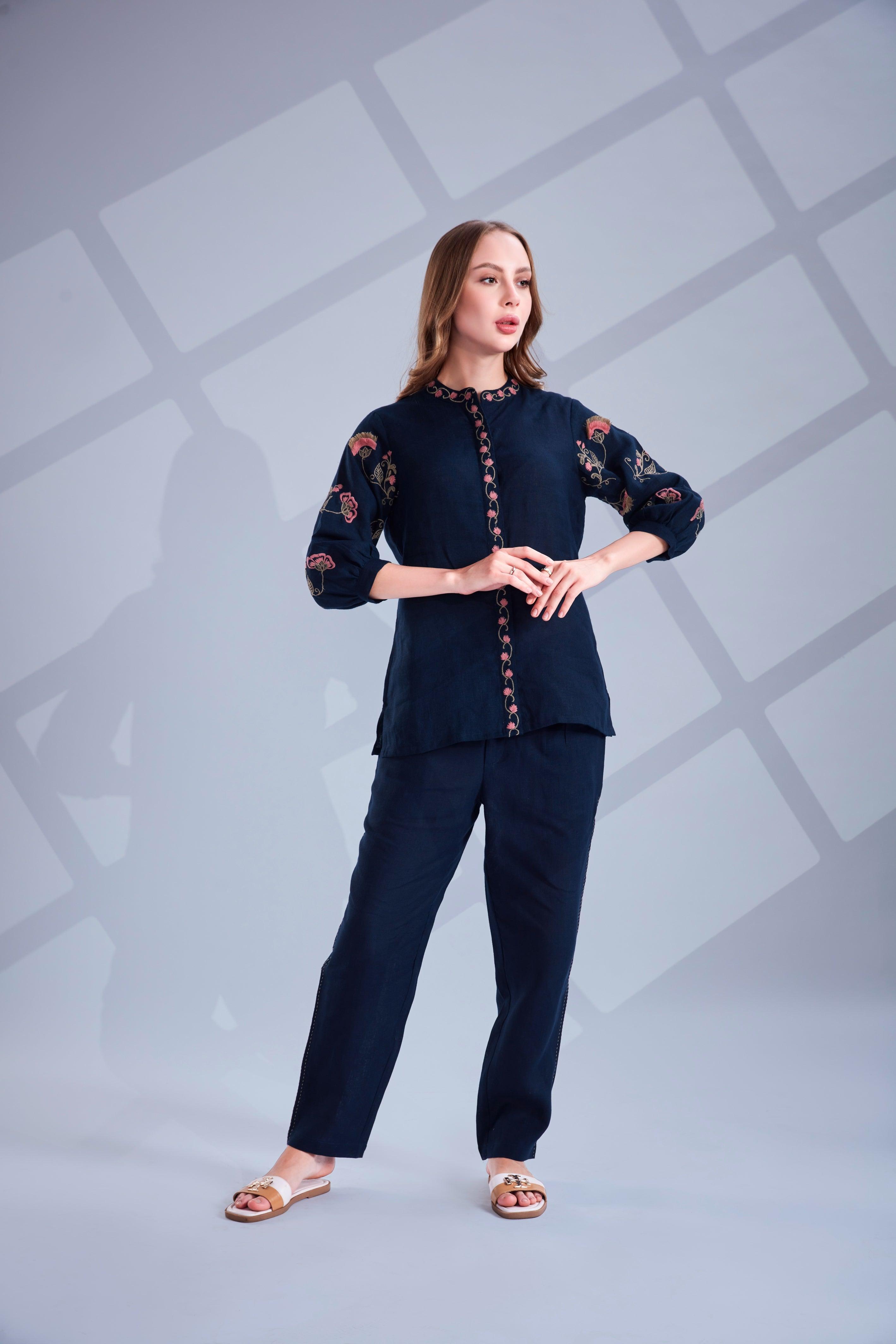 Midnight Navy Linen Co-ord Set.
