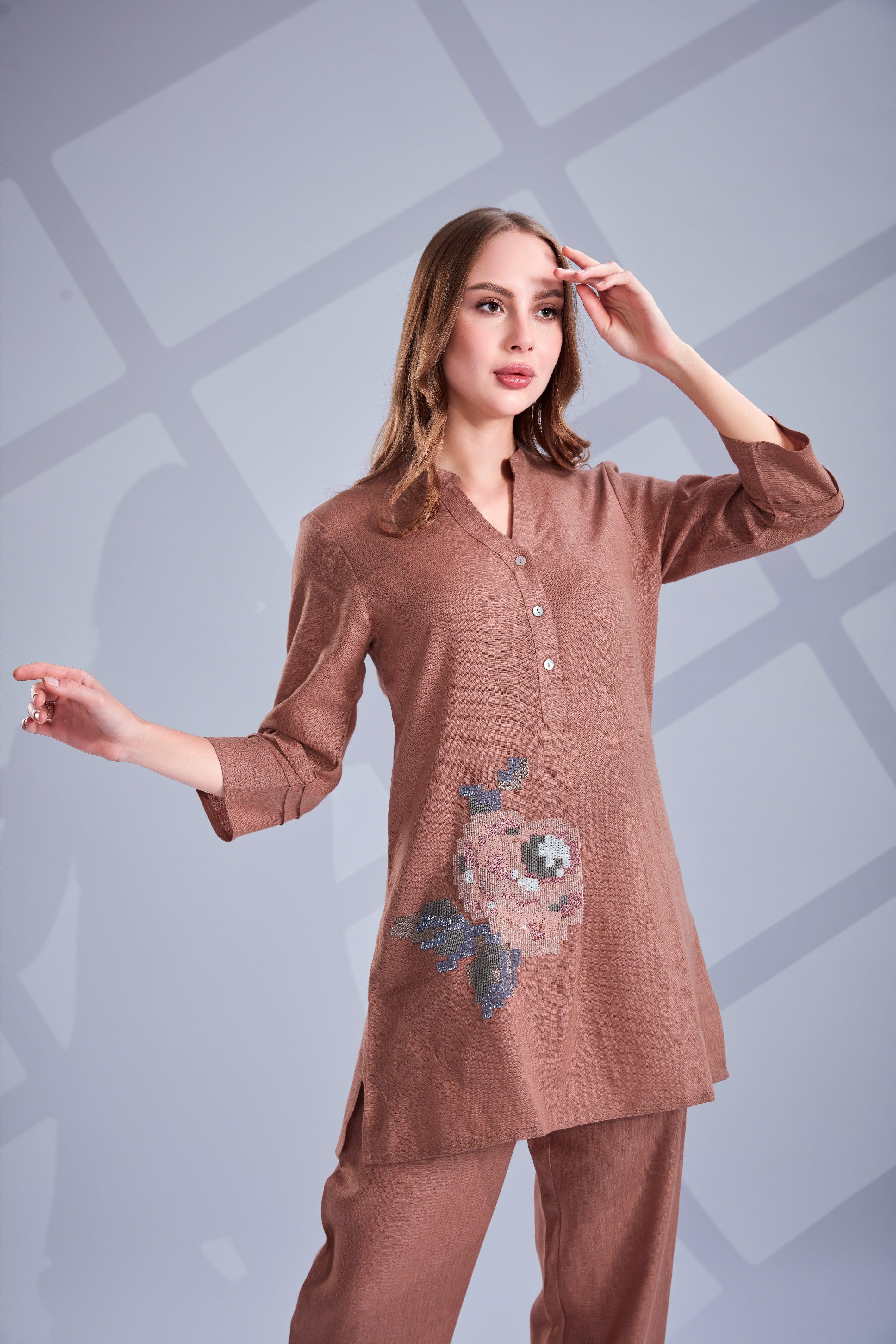 Mocha Linen Co-ord Set.