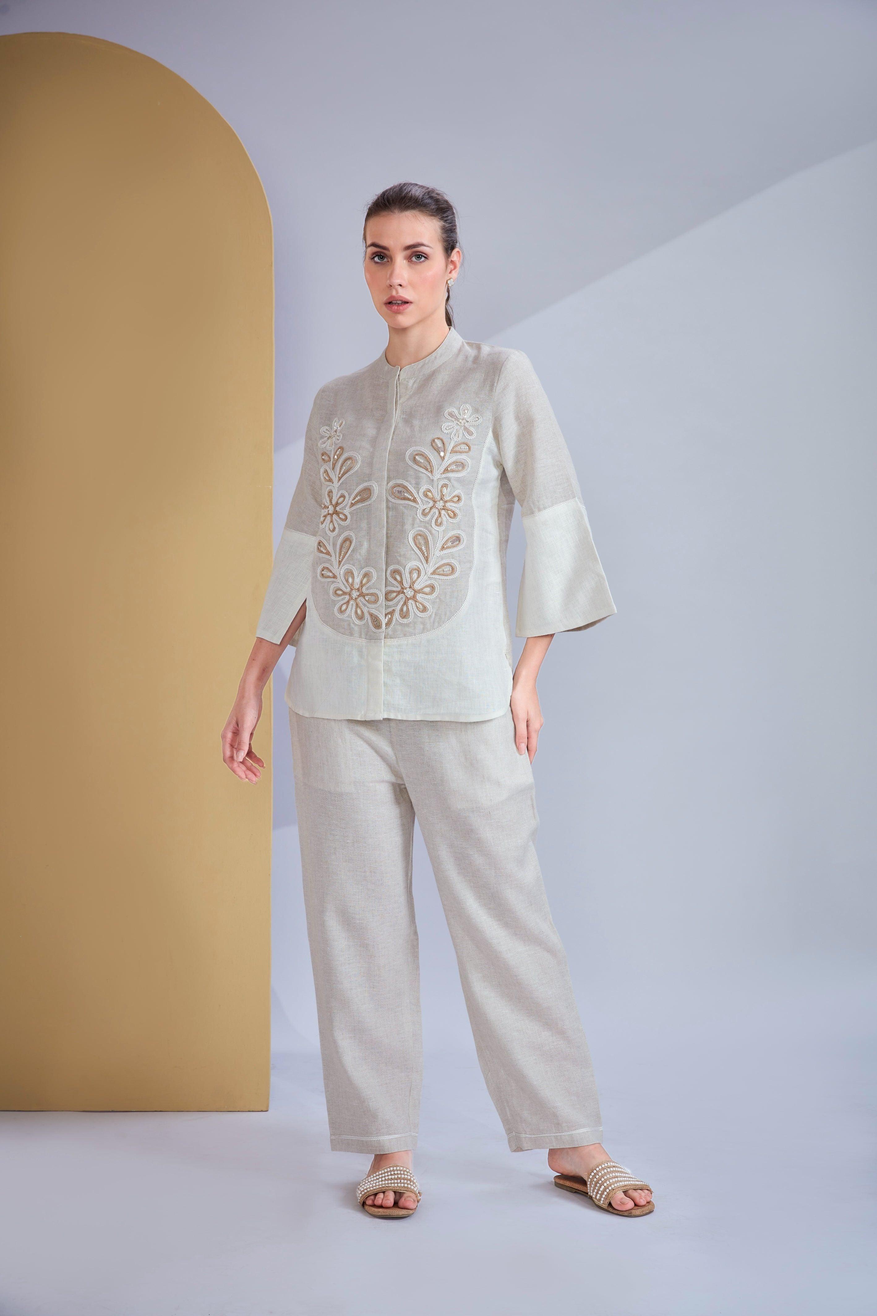 Beige Linen Co-ord Set.