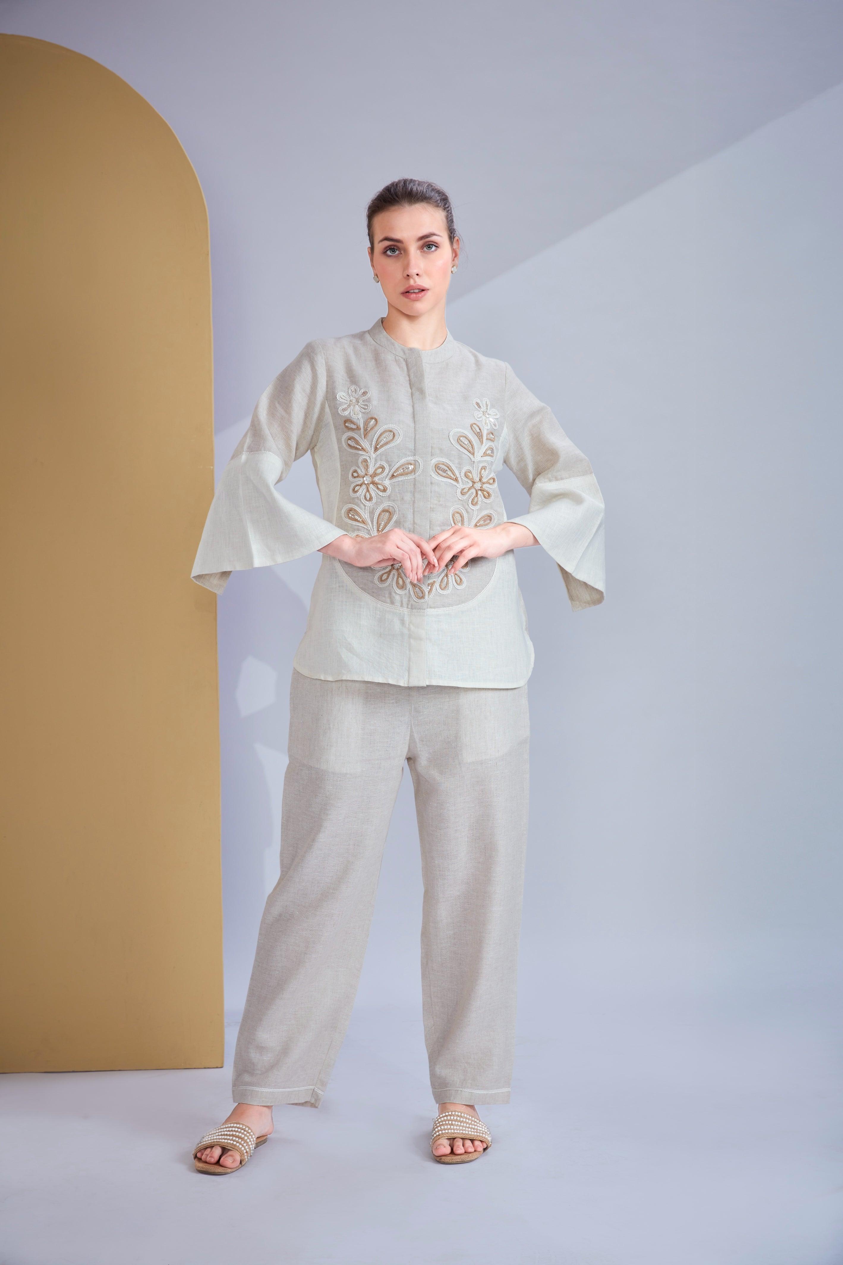 Beige Linen Co-ord Set.
