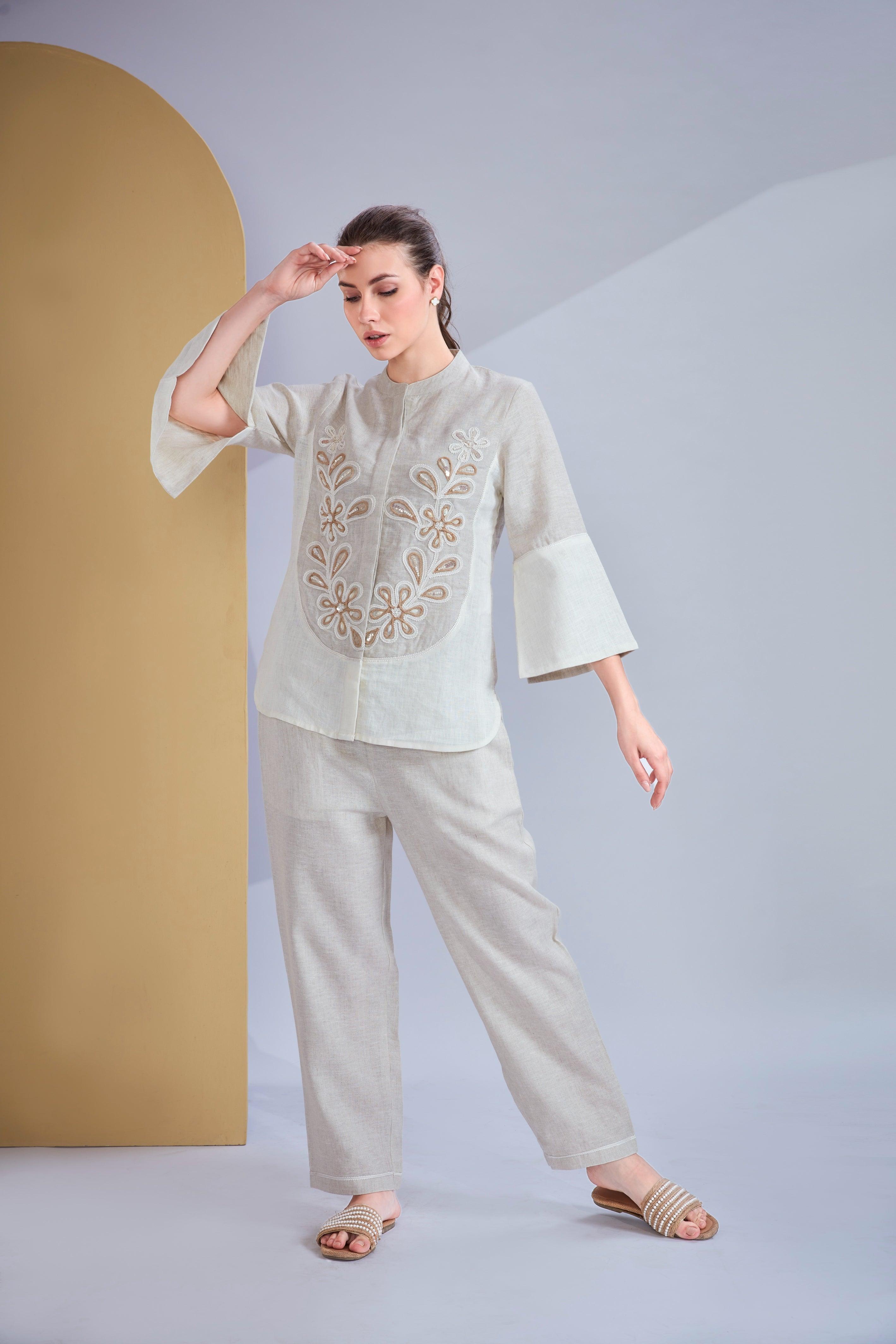 Beige Linen Co-ord Set.