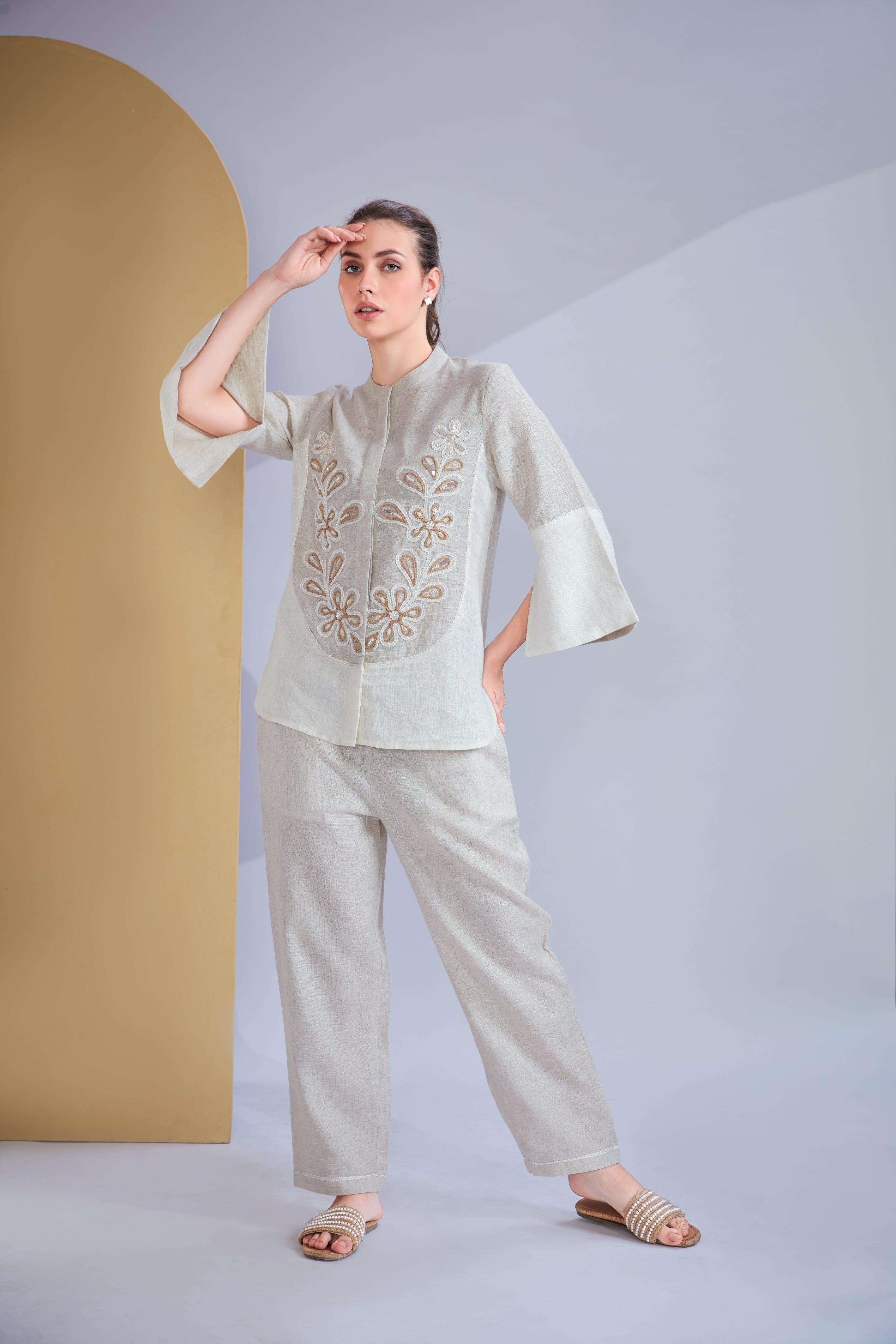 Beige Linen Co-ord Set.
