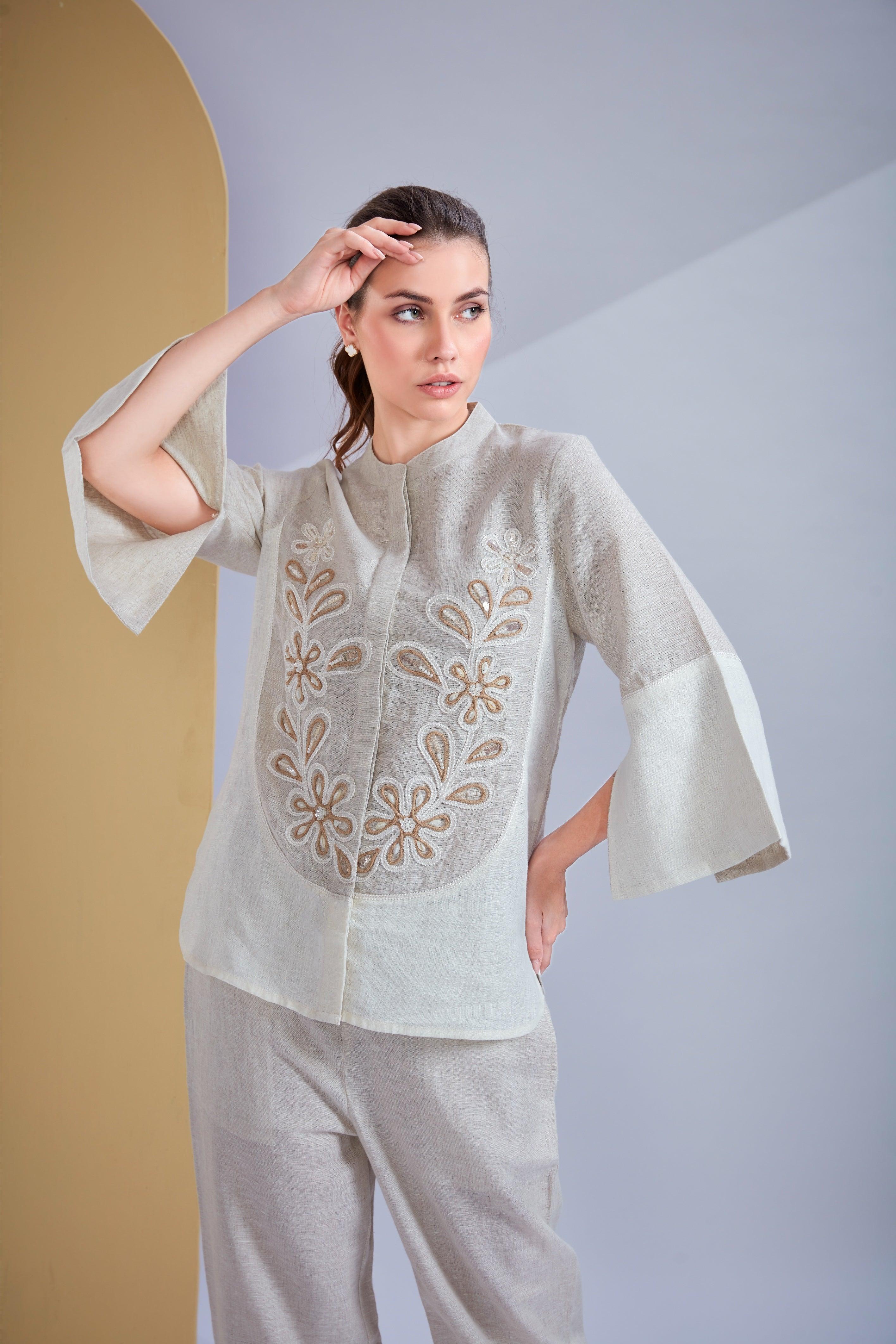 Beige Linen Co-ord Set.