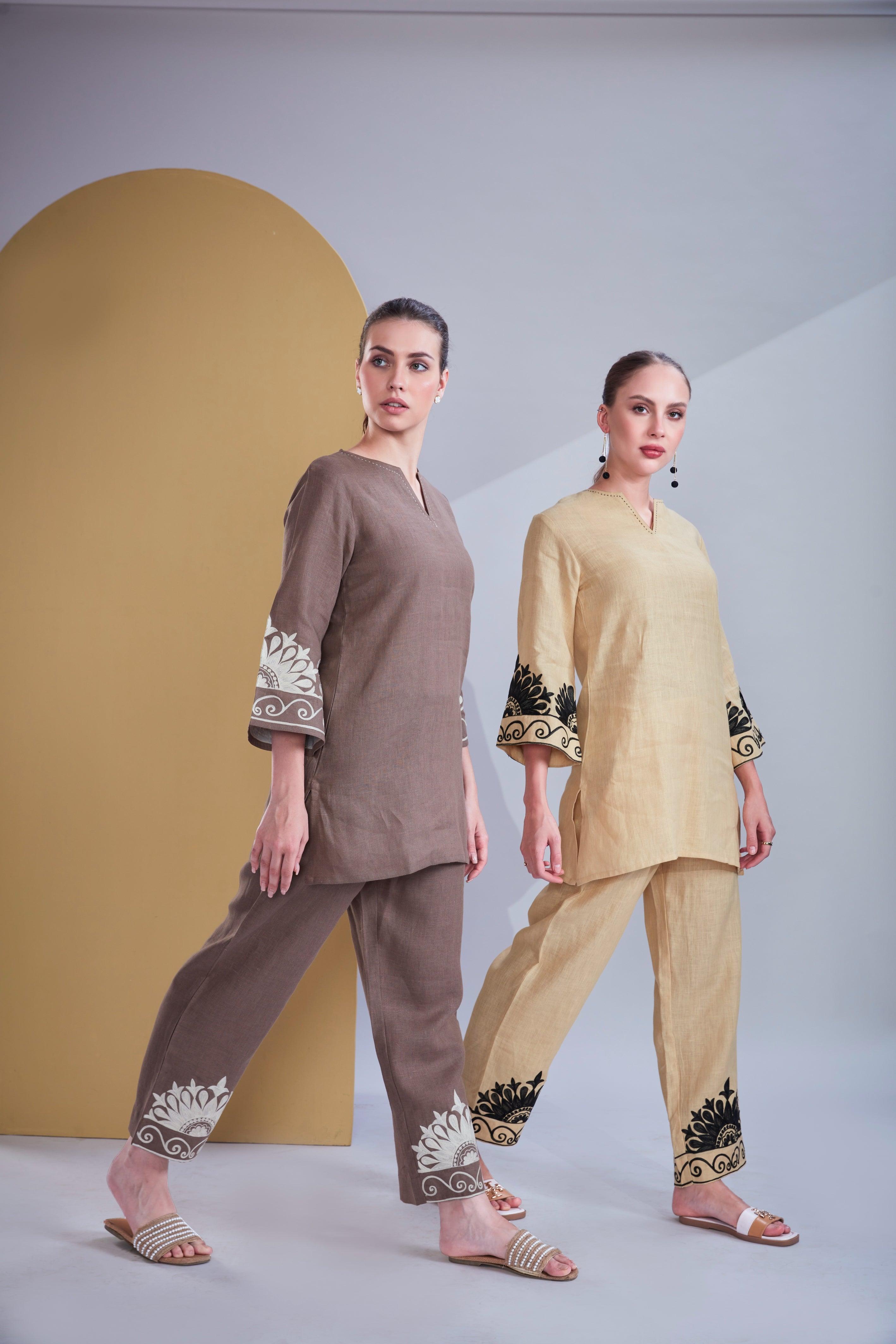 Coffee Brown Linen Co-ord Set.