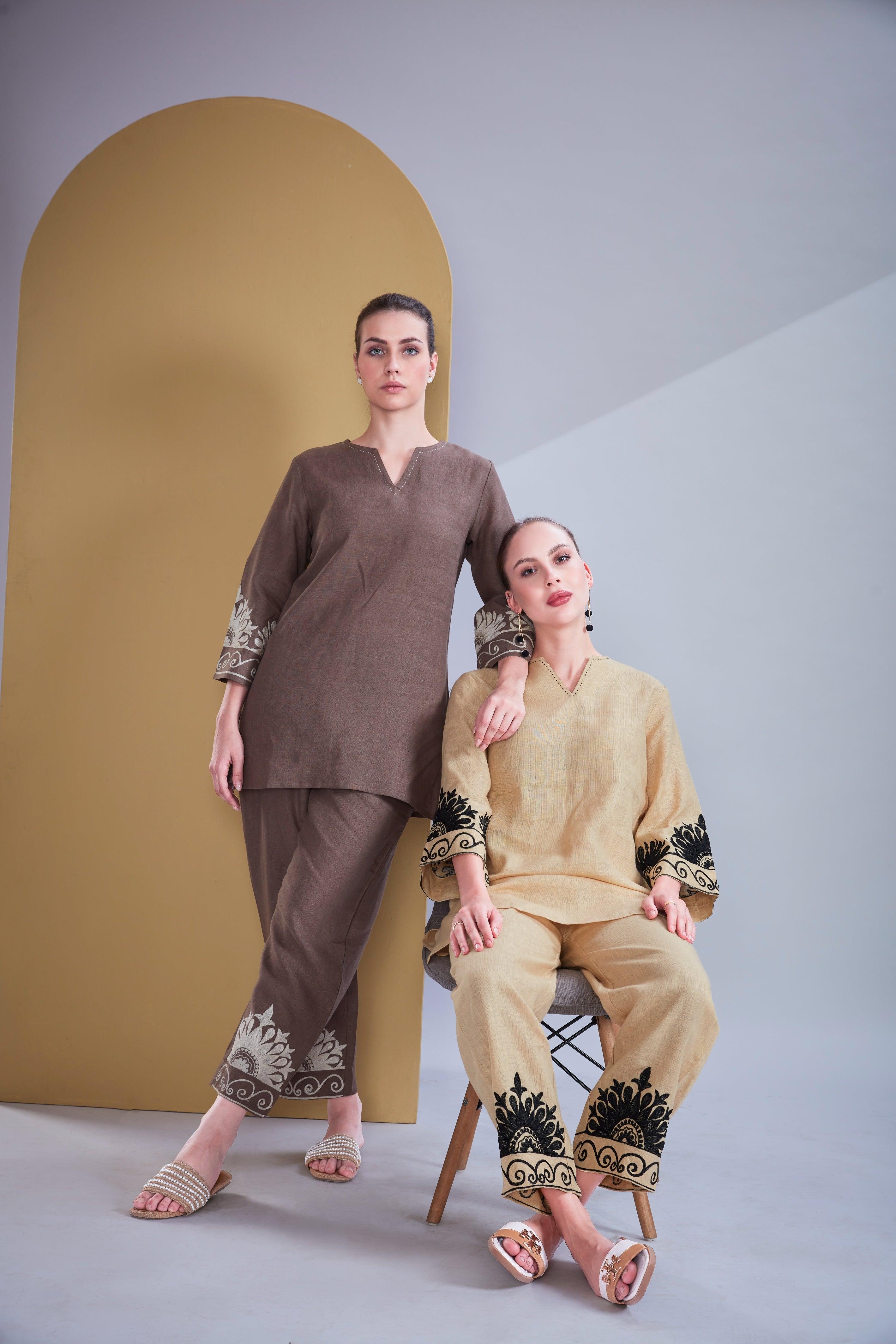 Coffee Brown Linen Co-ord Set.