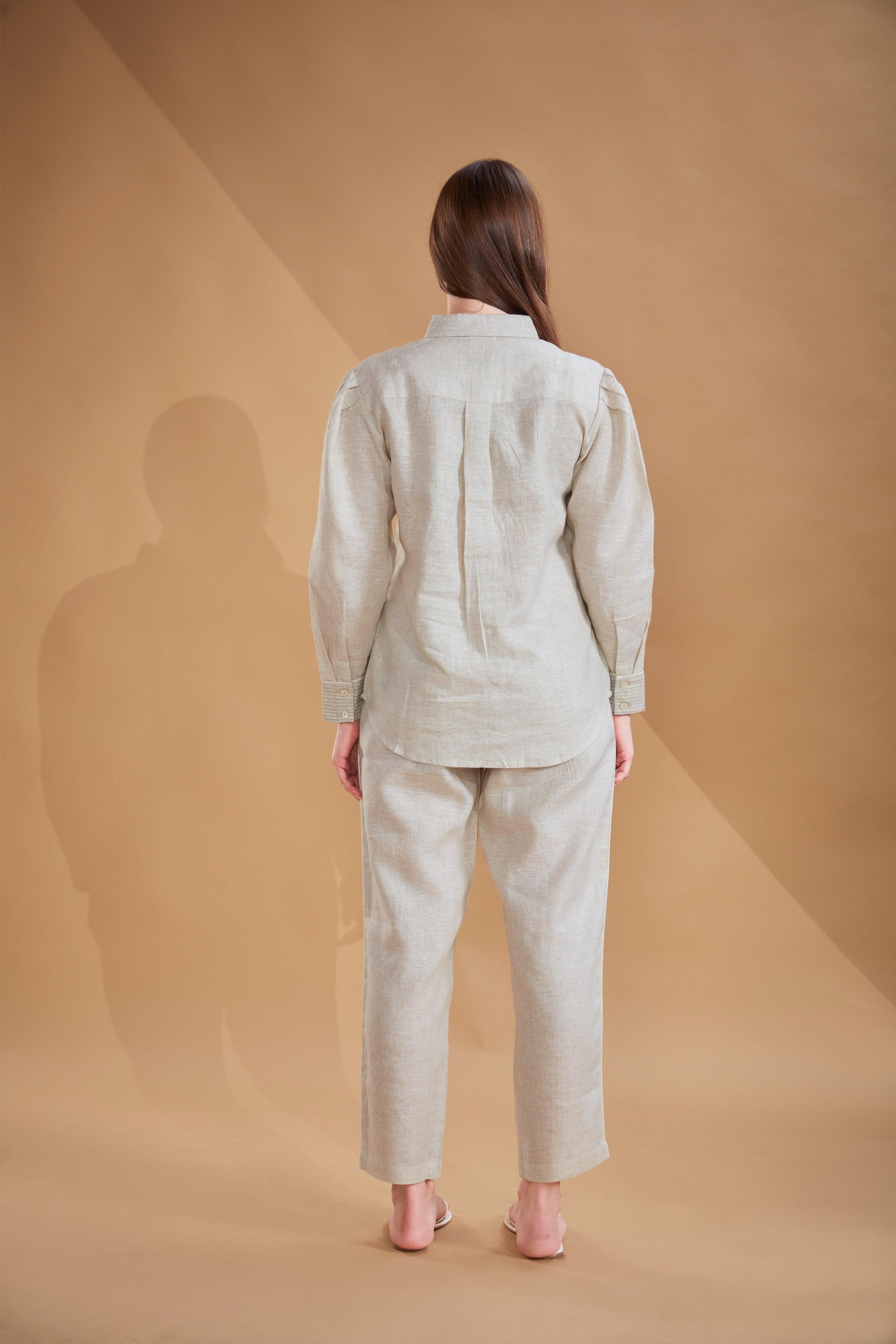 Sand Beige Linen Co-ord Set.