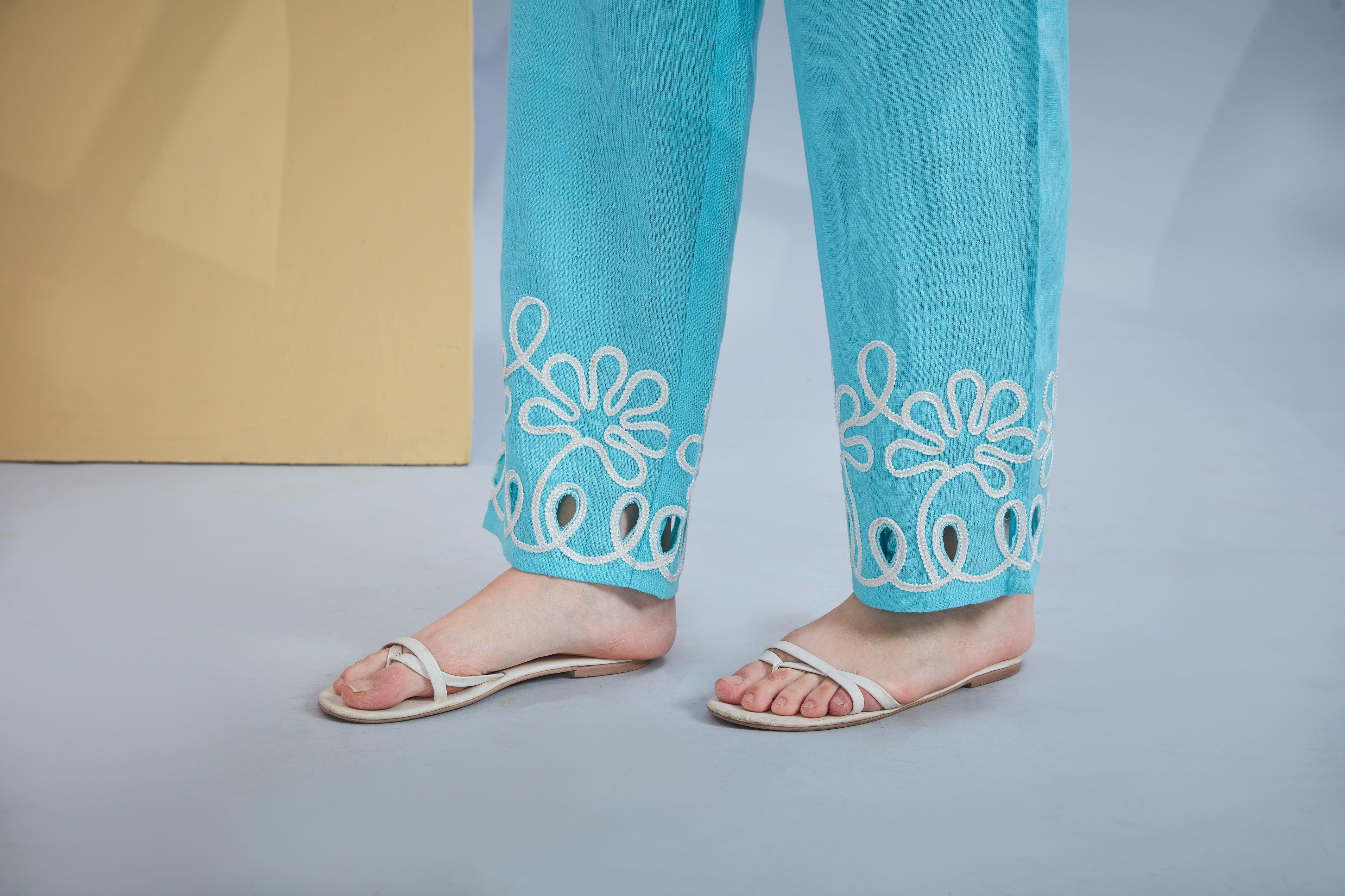 Aqua Blue Linen Co-ord Set.