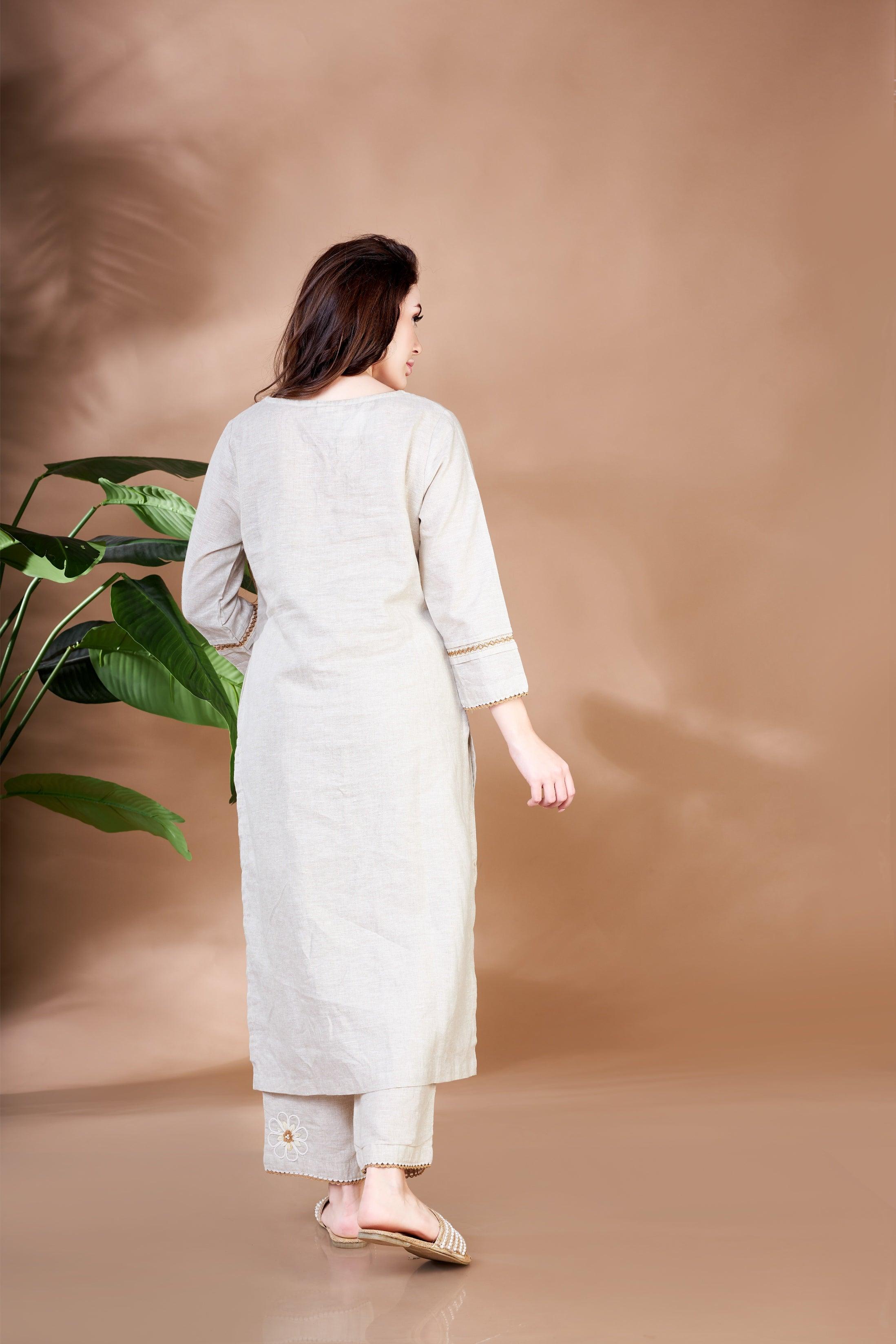 Linen Shore Kurti Set.
