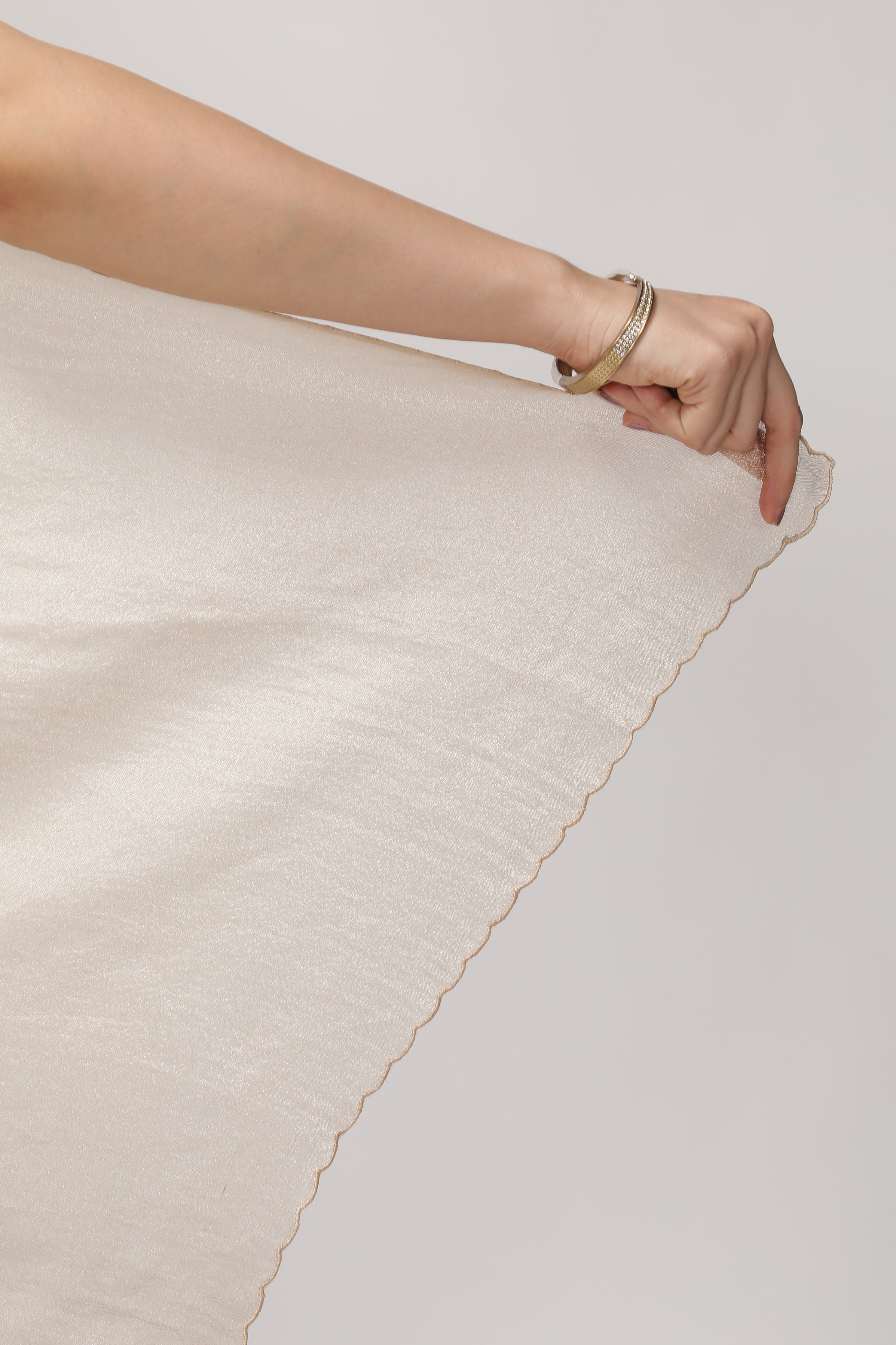 Ivory Tissue Saree with Contrast Blue Kora Thread Work Border