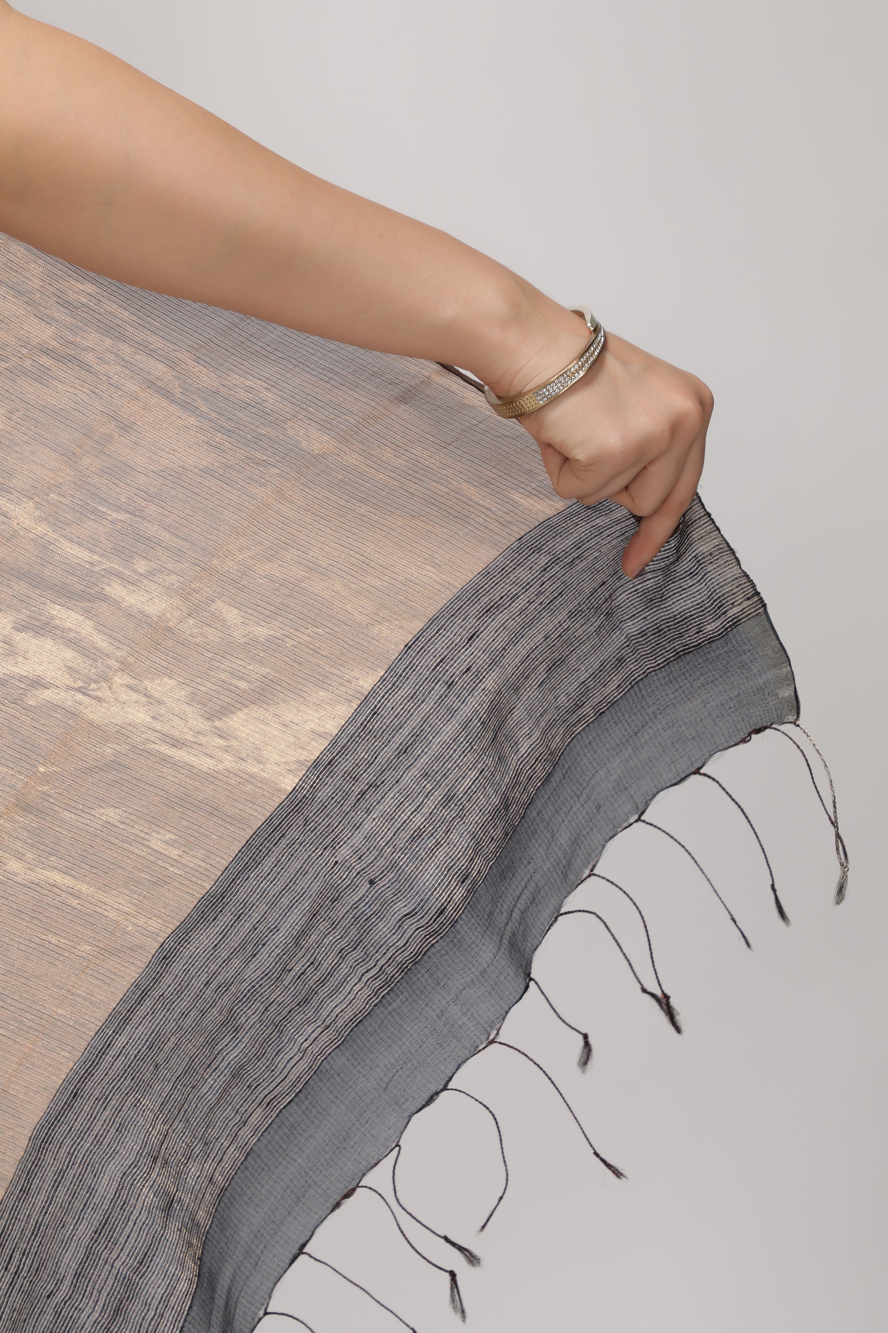 Shaded Black Silk Kora Saree