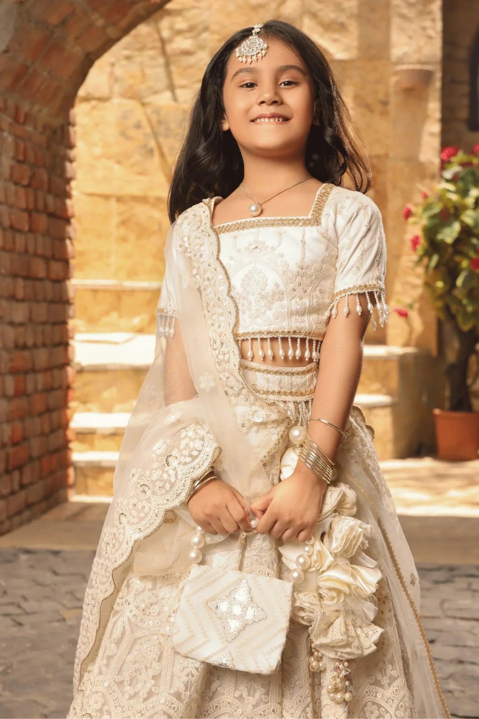 Off white Sequence Embroidery Lehenga Choli - Mokshaa