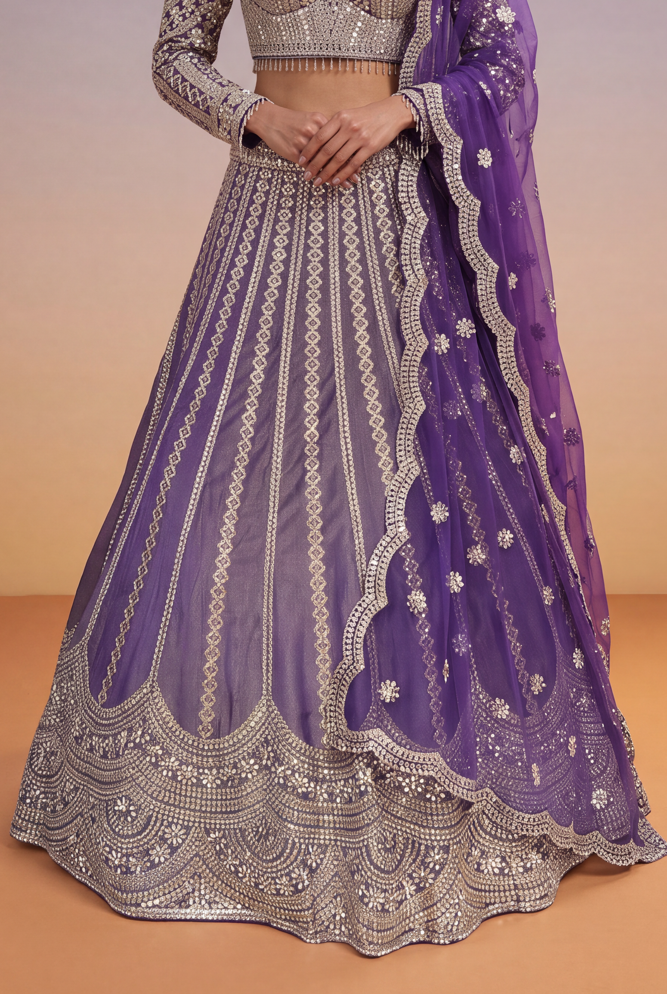 Purple Tissue Lehenga