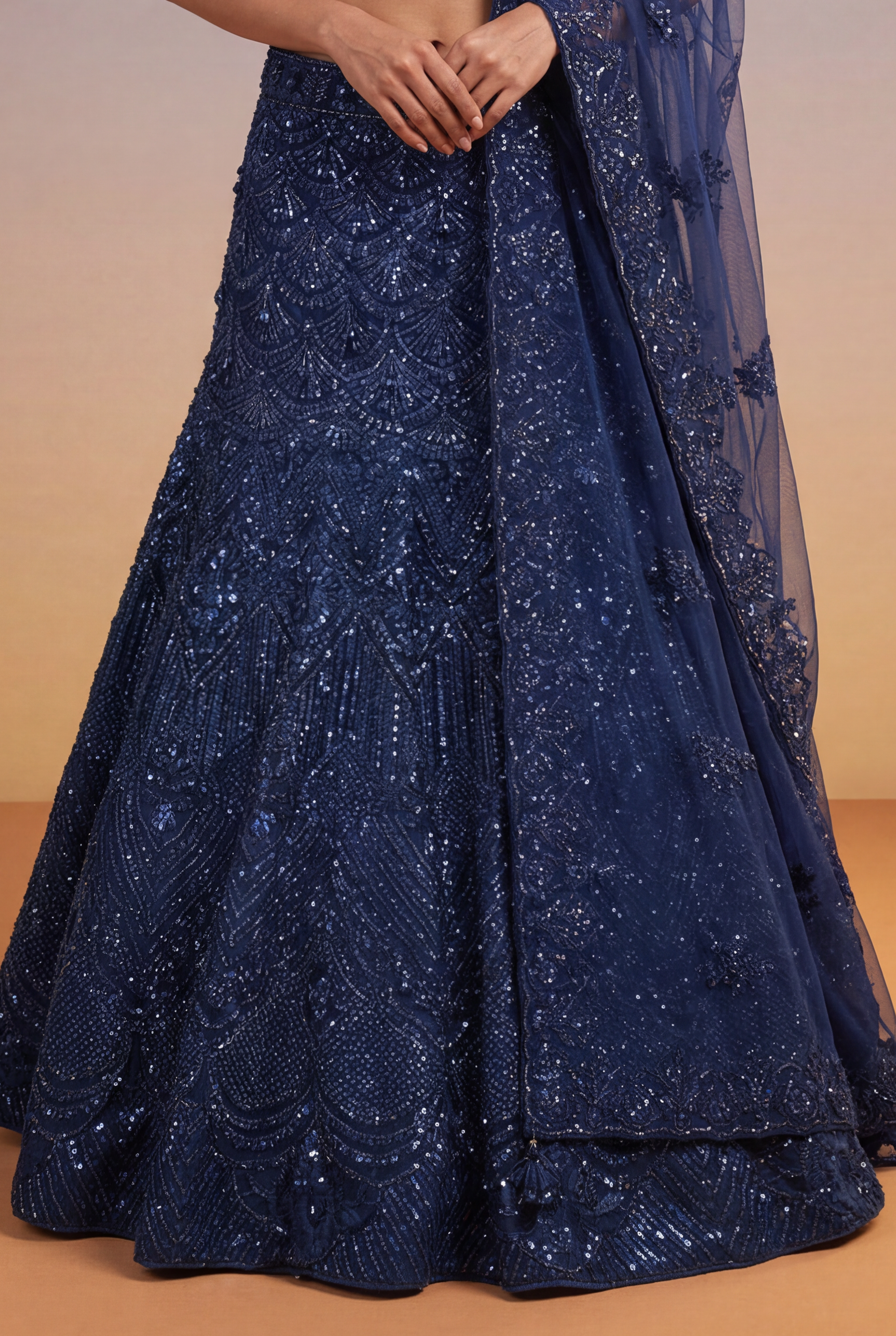 Navy Blue Mermaid Lehenga