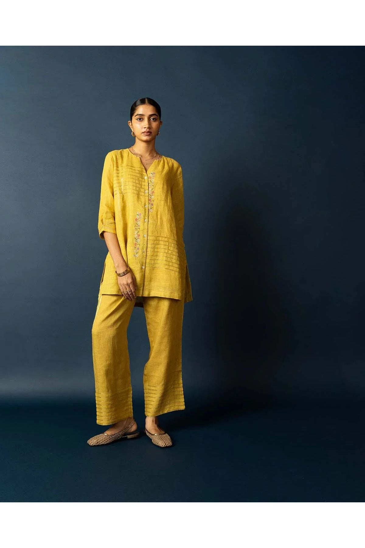 Marigold Linen Co-ord Set - Mokshaa