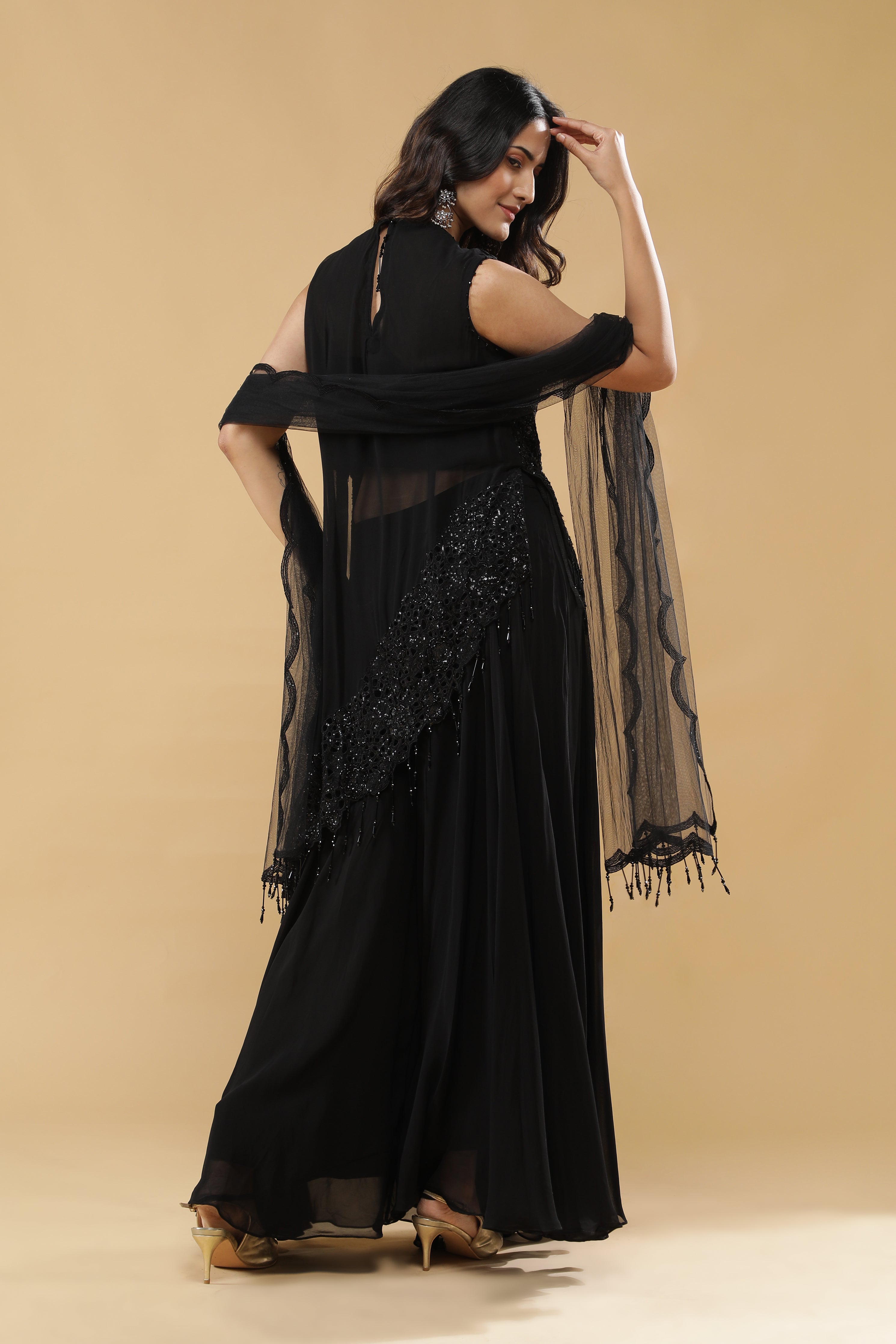 Black Georgette Palazzo Set