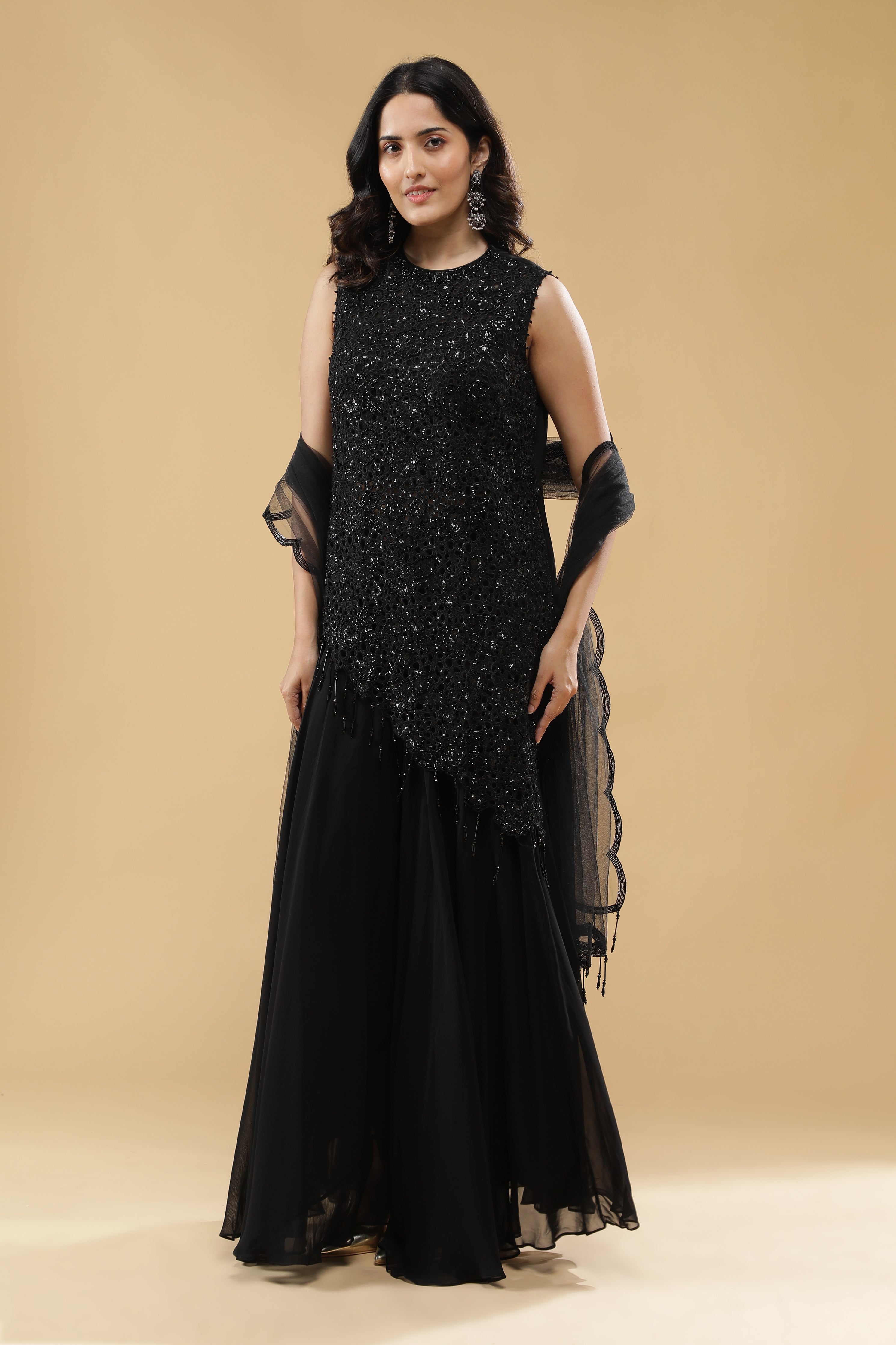 Black Georgette Palazzo Set