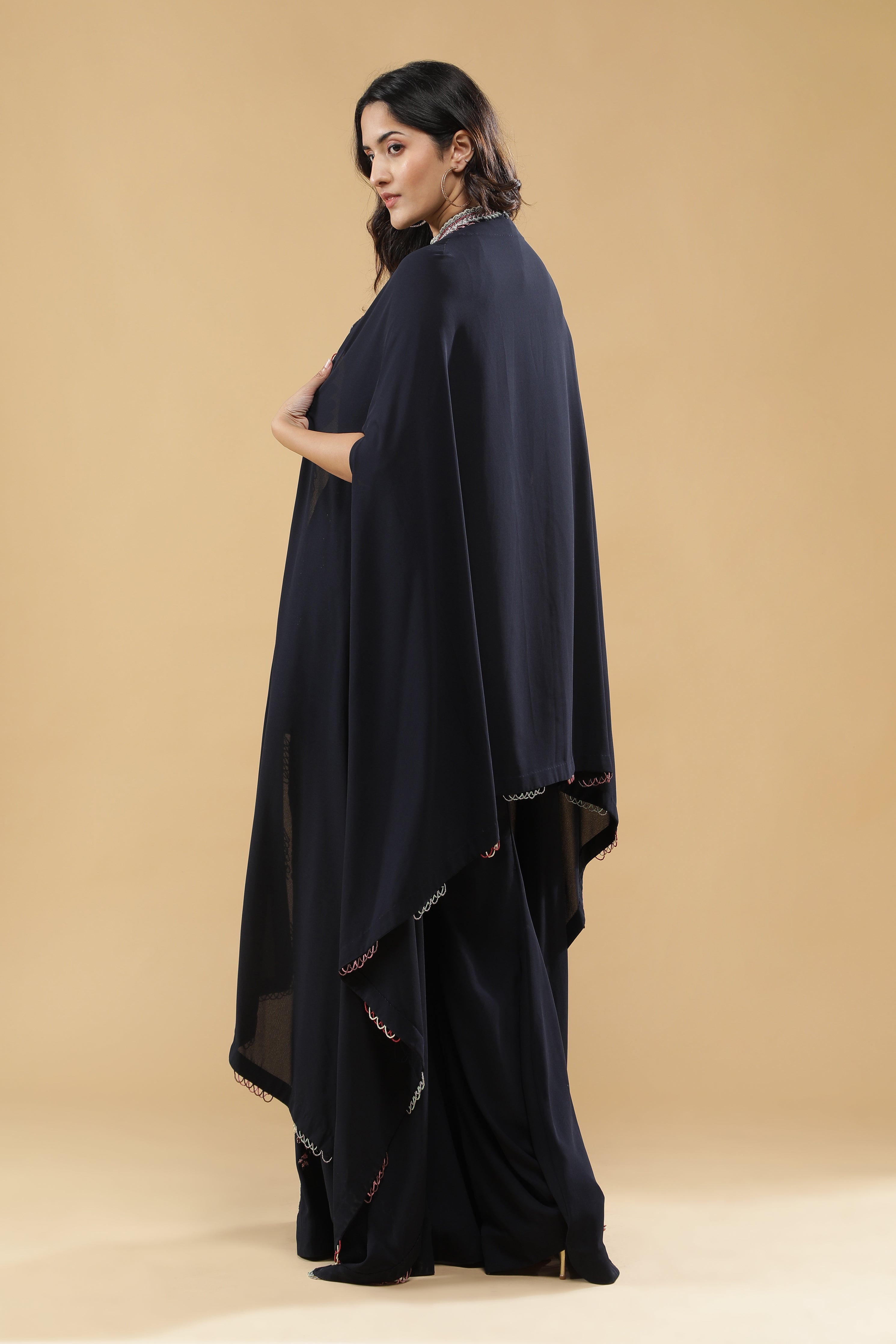 Navy Blue Georgette Sharara Set