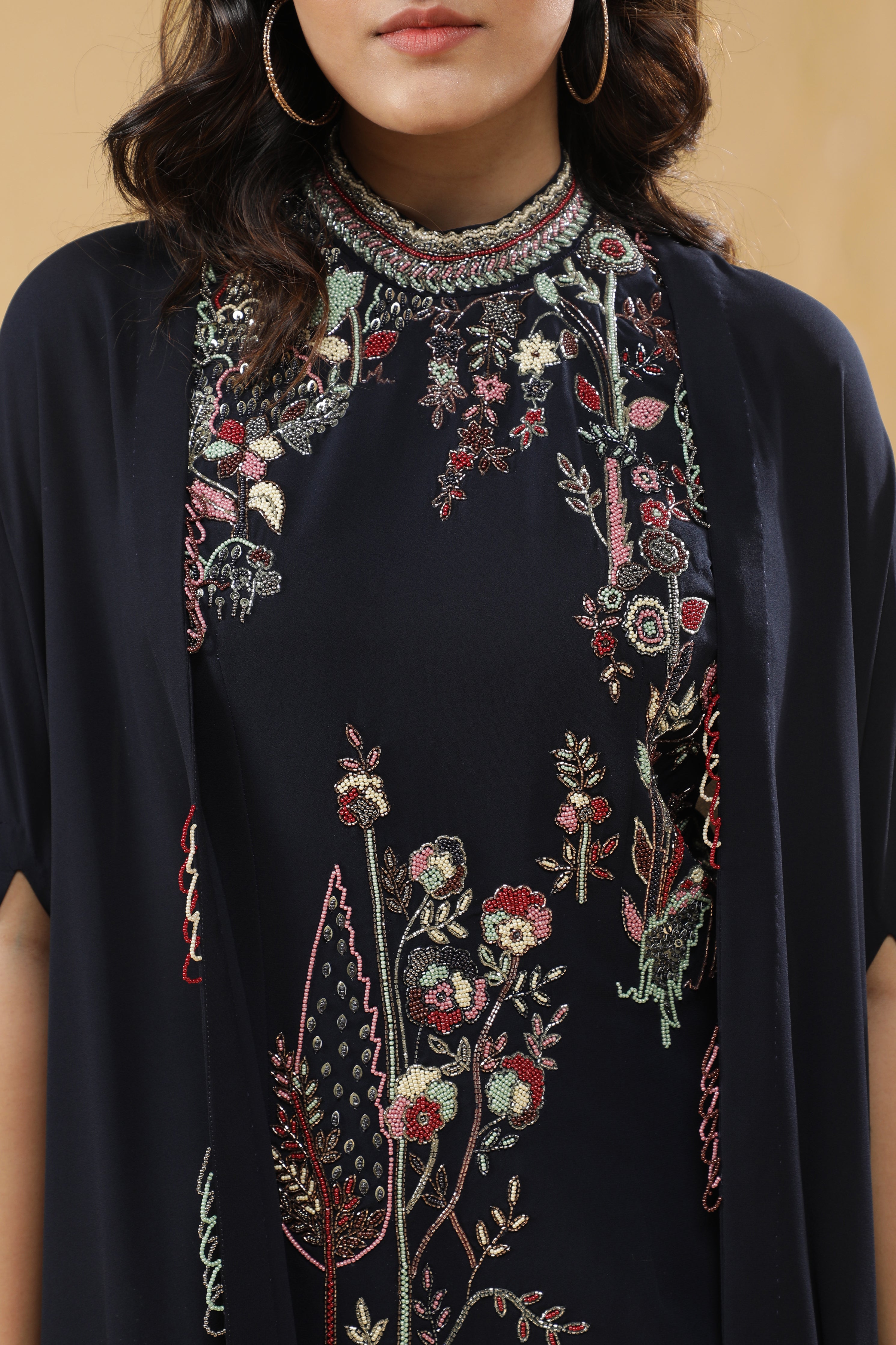 Navy Blue Georgette Sharara Set