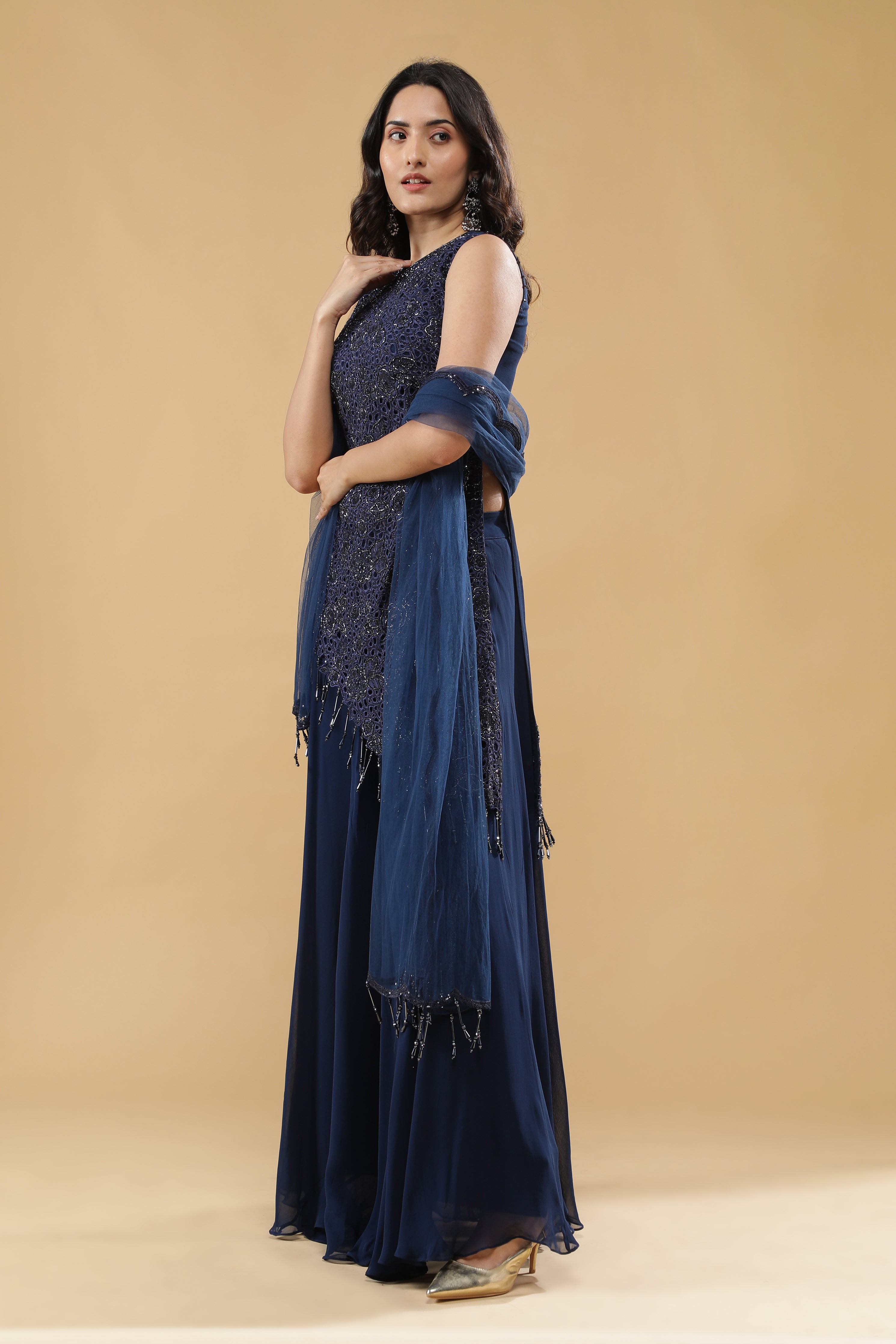 Blue Georgette Palazzo Set