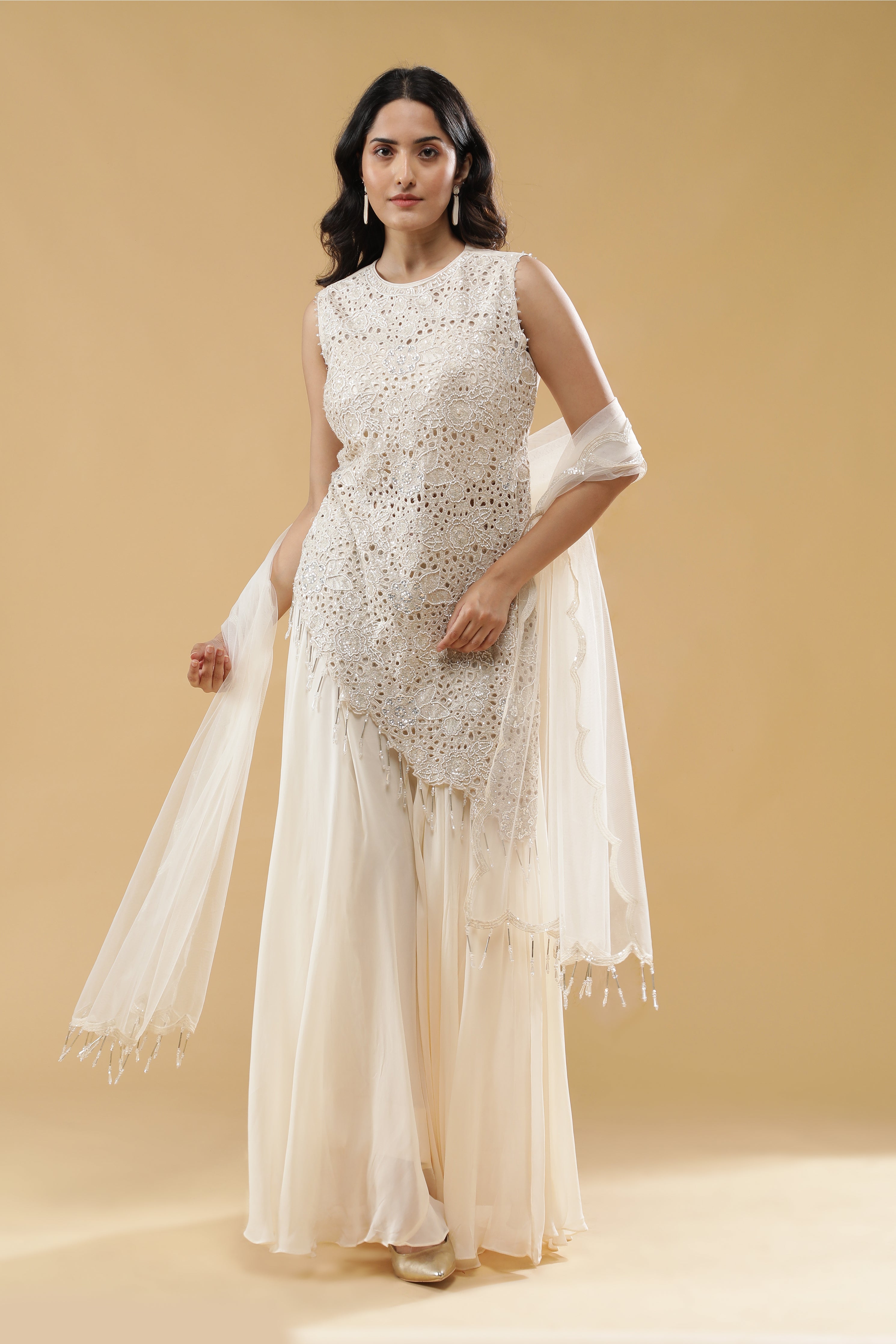 Cream Georgette Palazzo Set