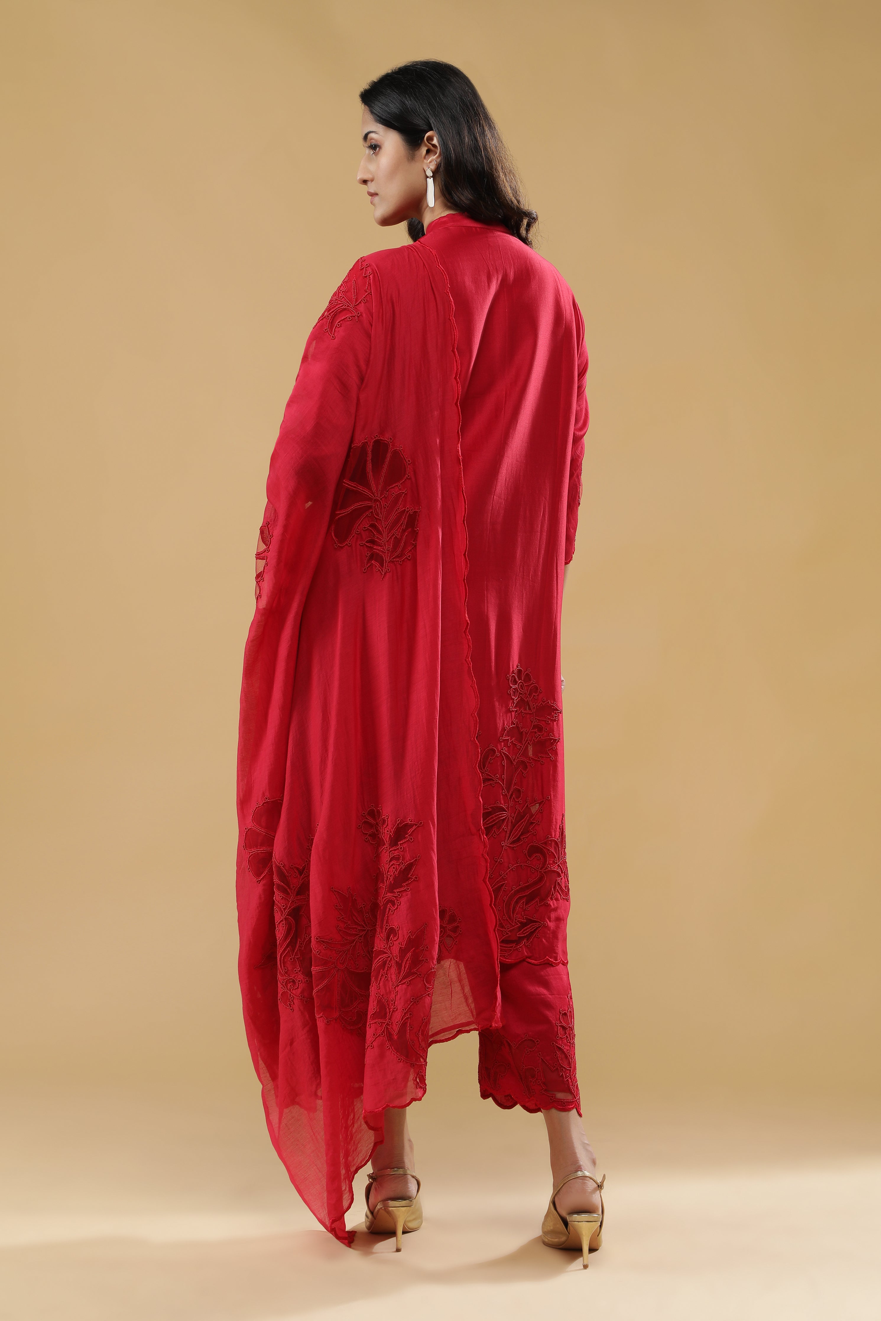 Red Chanderi Silk Salwar Set