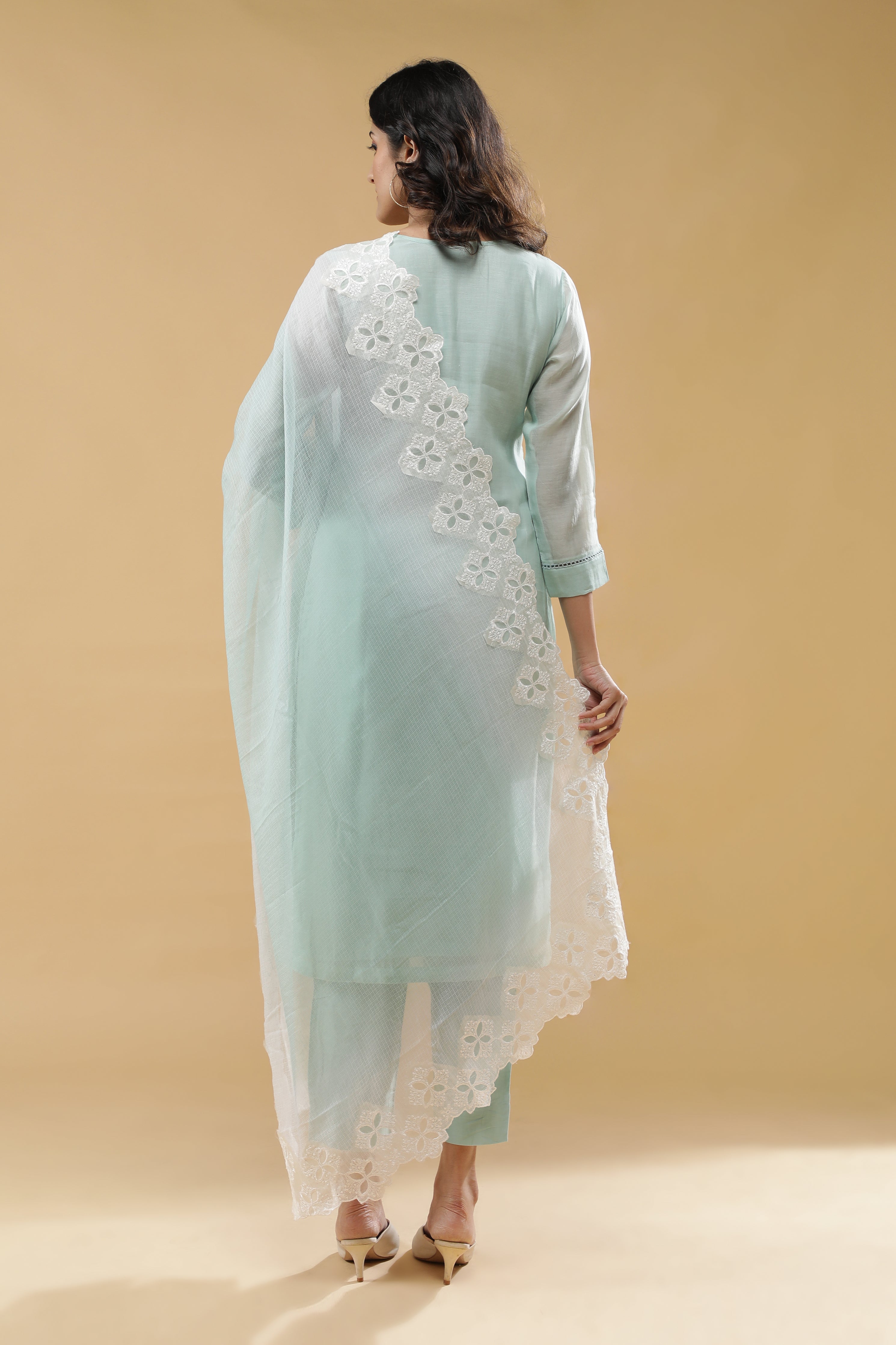 Sky Blue Mul Chanderi Salwar set