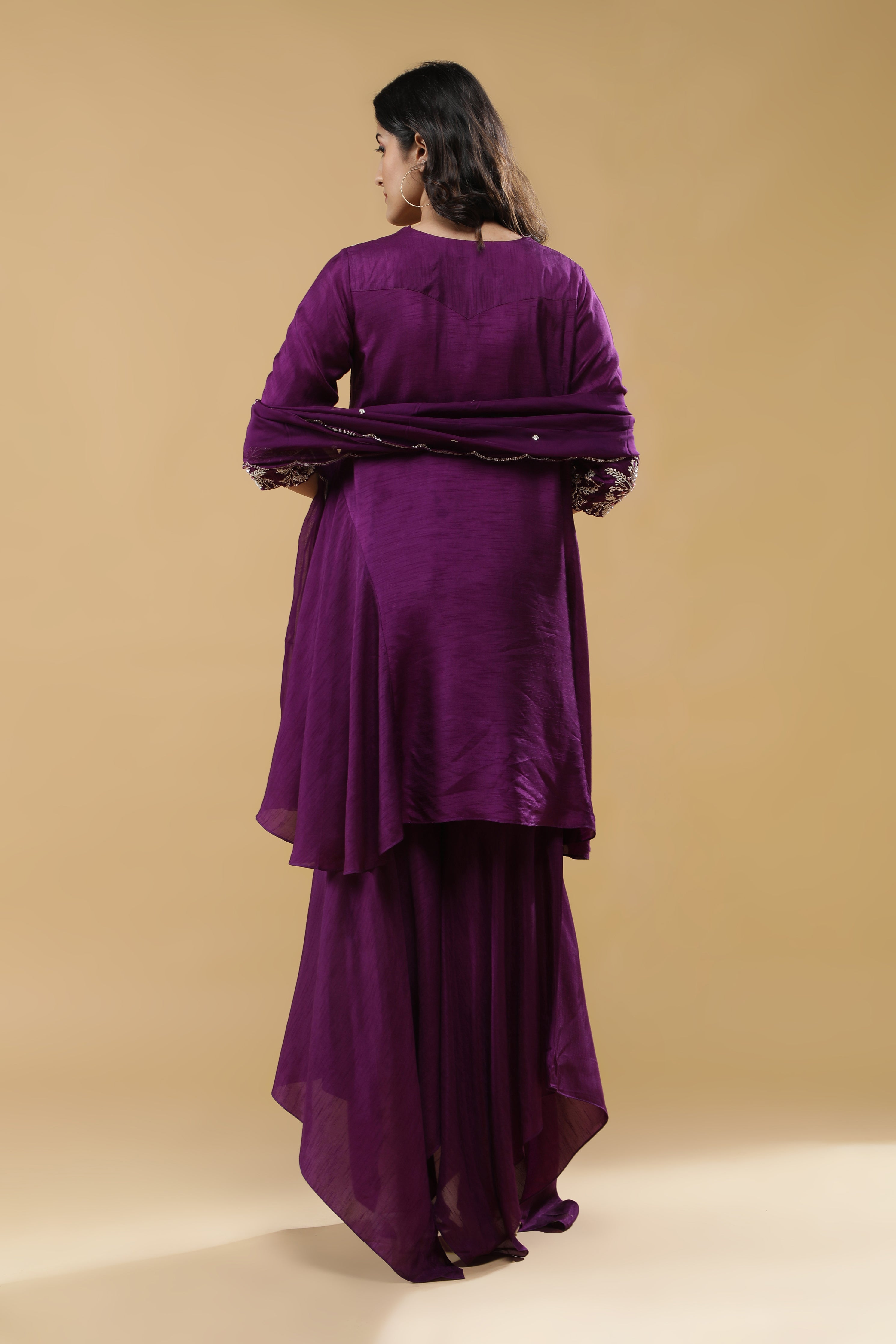 Purple Silk Indo-Western Set