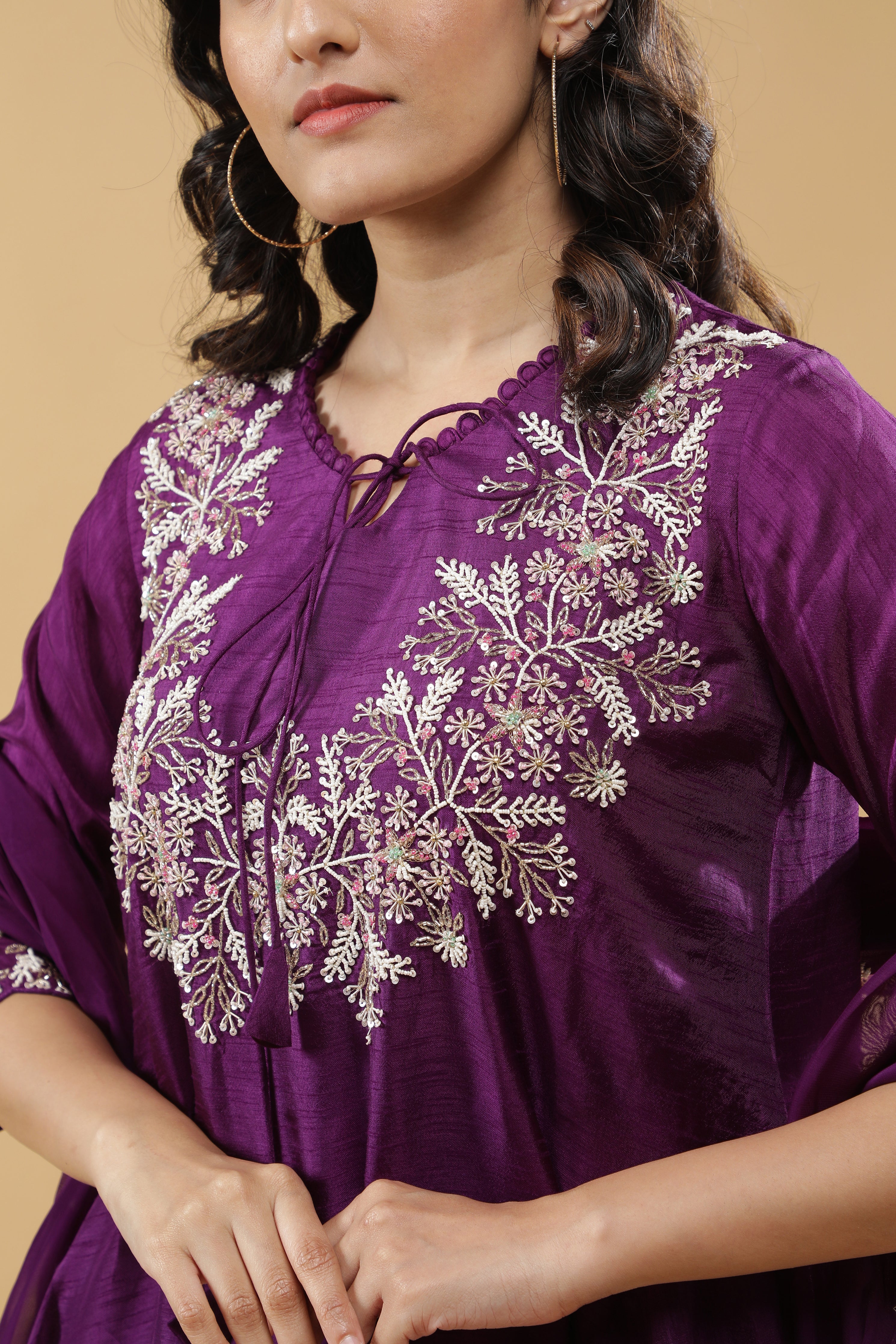 Purple Silk Indo-Western Set