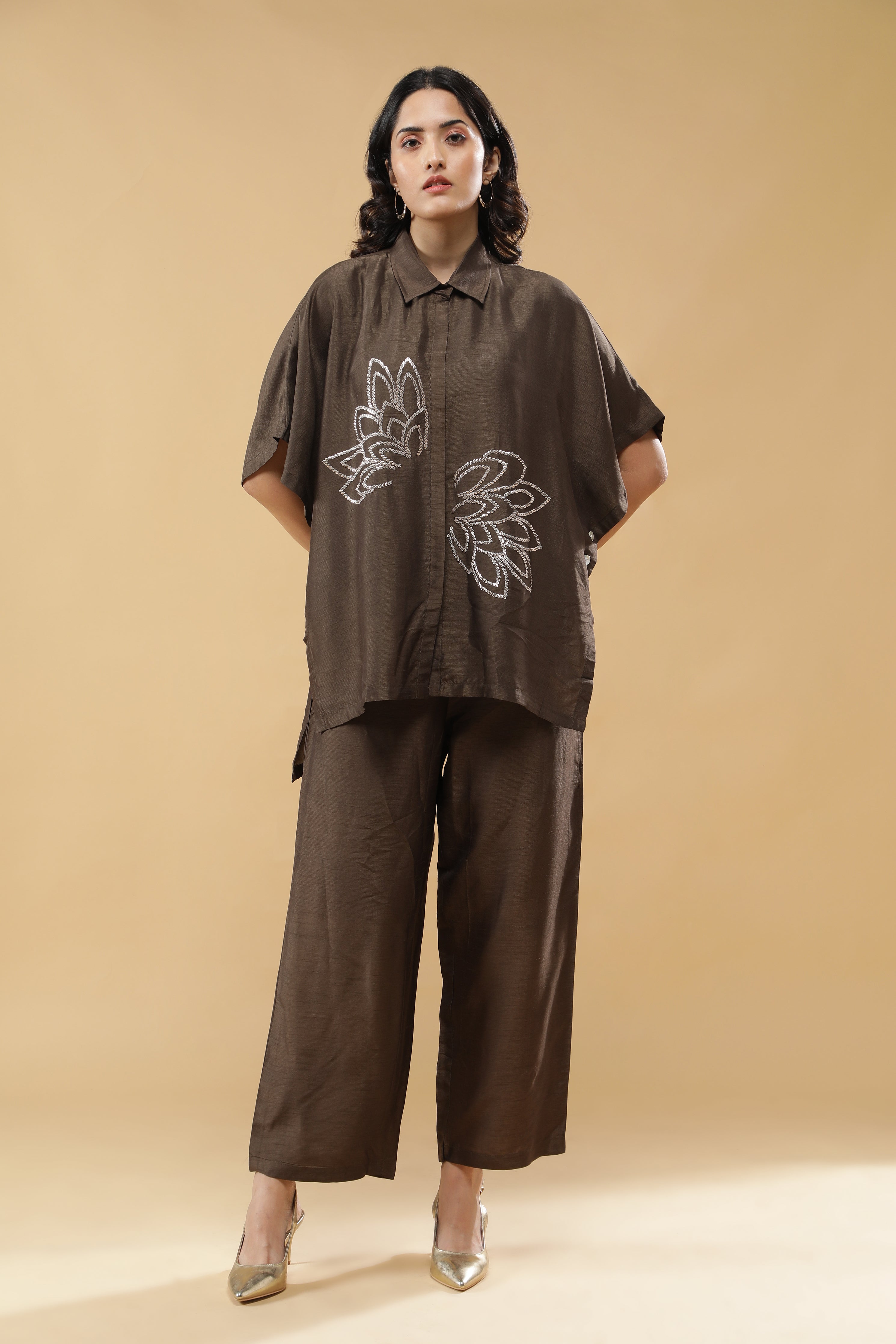 Brown silk Co-ord Set