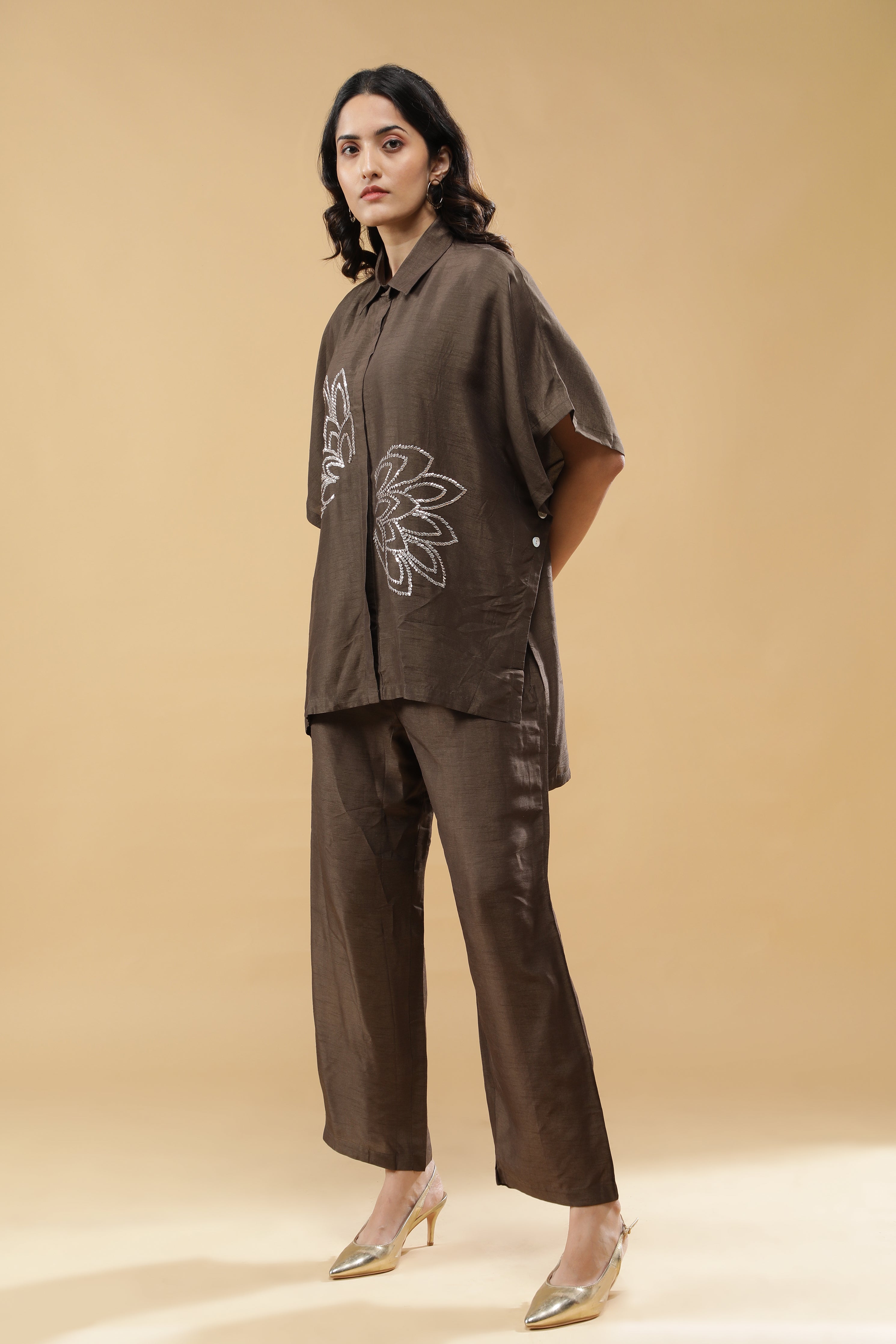 Brown silk Co-ord Set