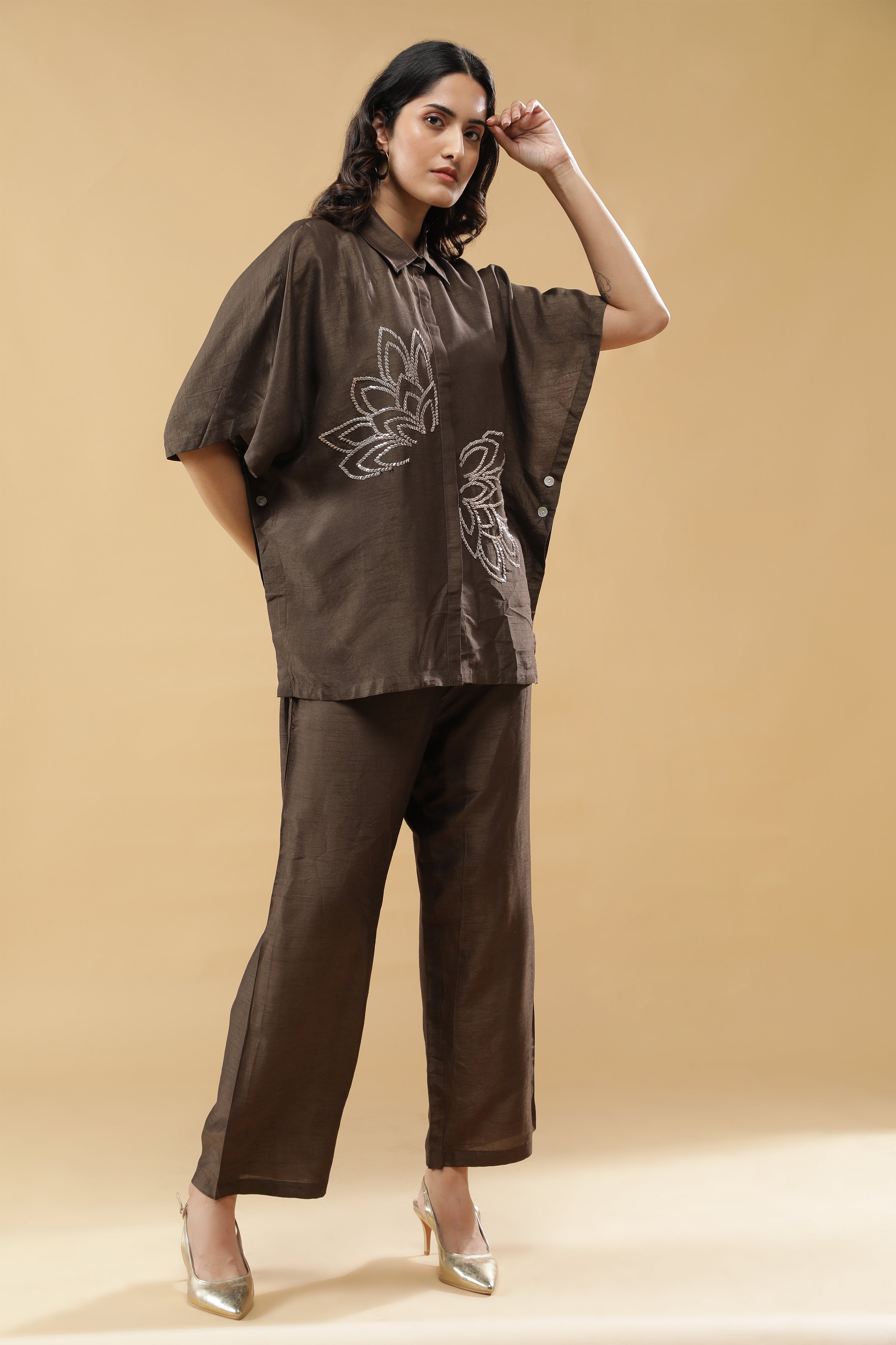 Brown silk Co-ord Set