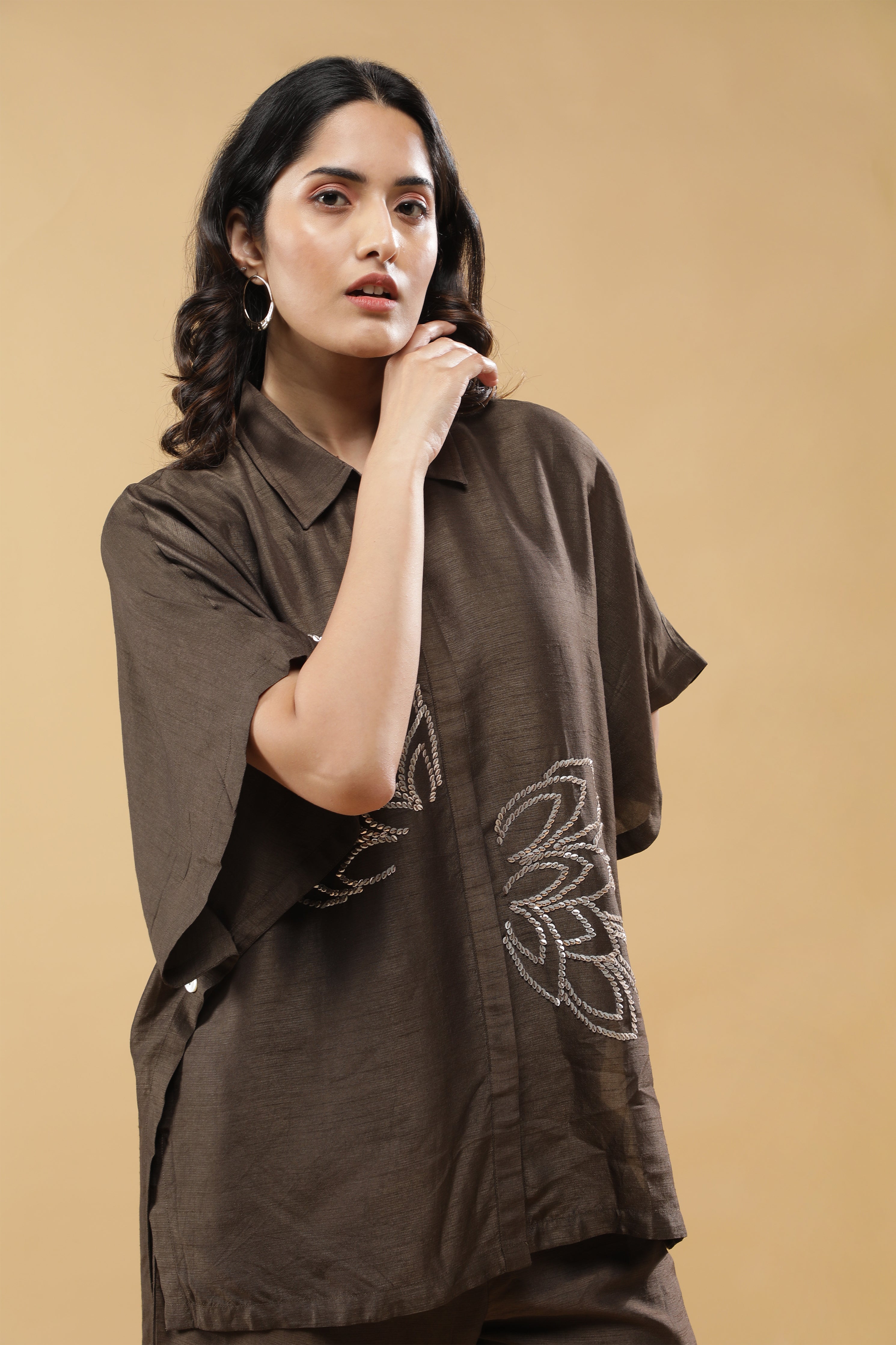 Brown silk Co-ord Set