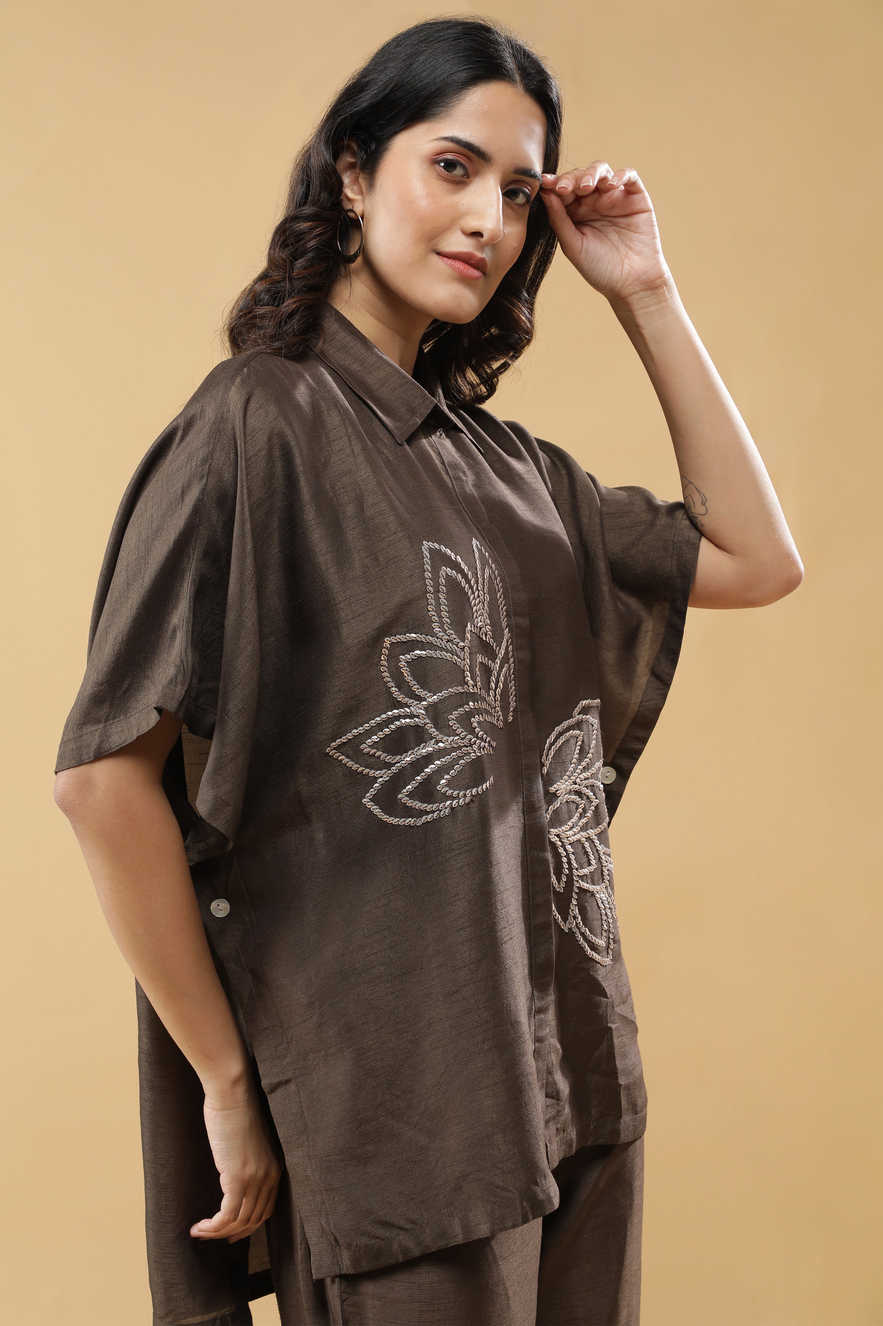 Brown silk Co-ord Set