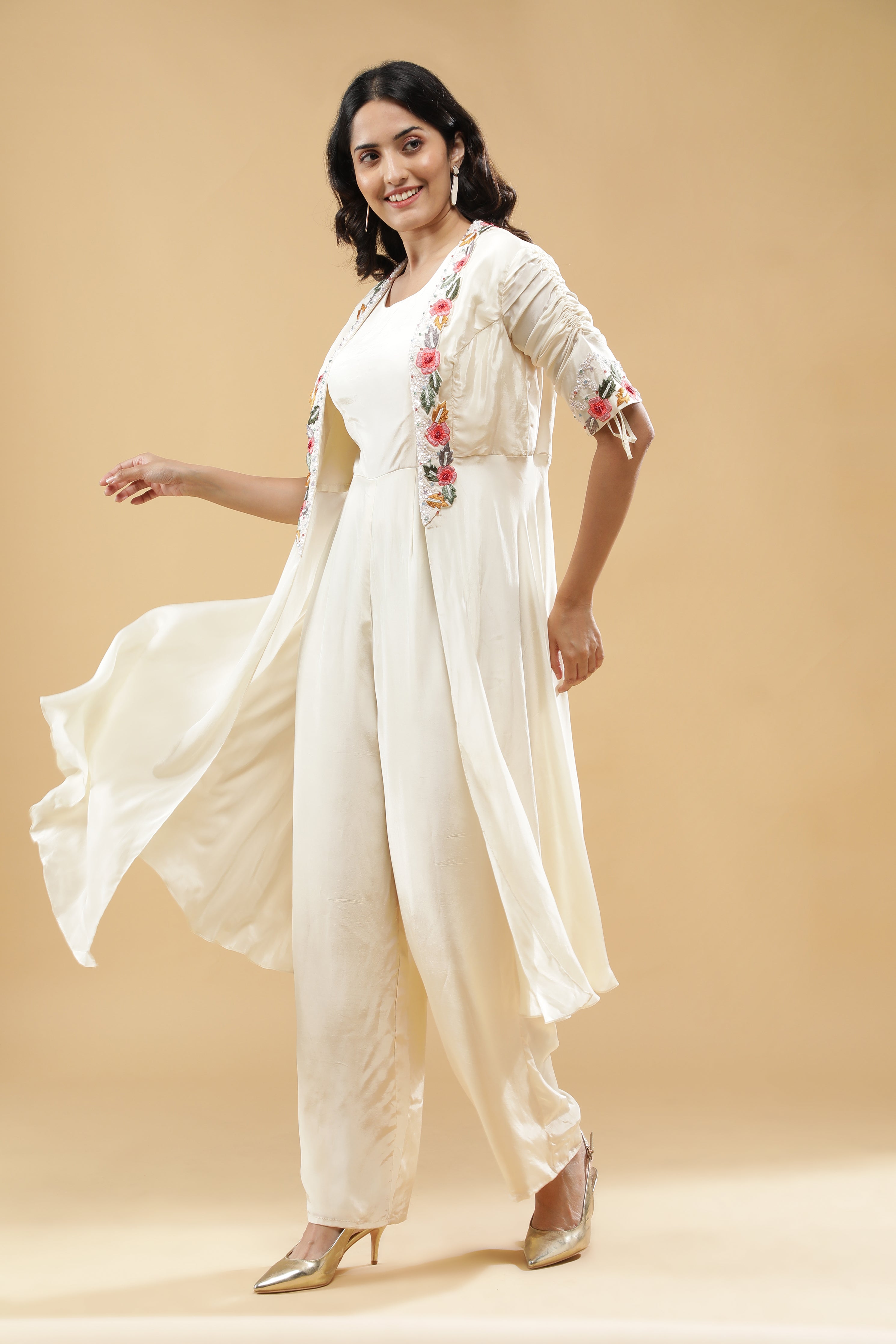 Ivory Silk Jumpsuit with Jacket