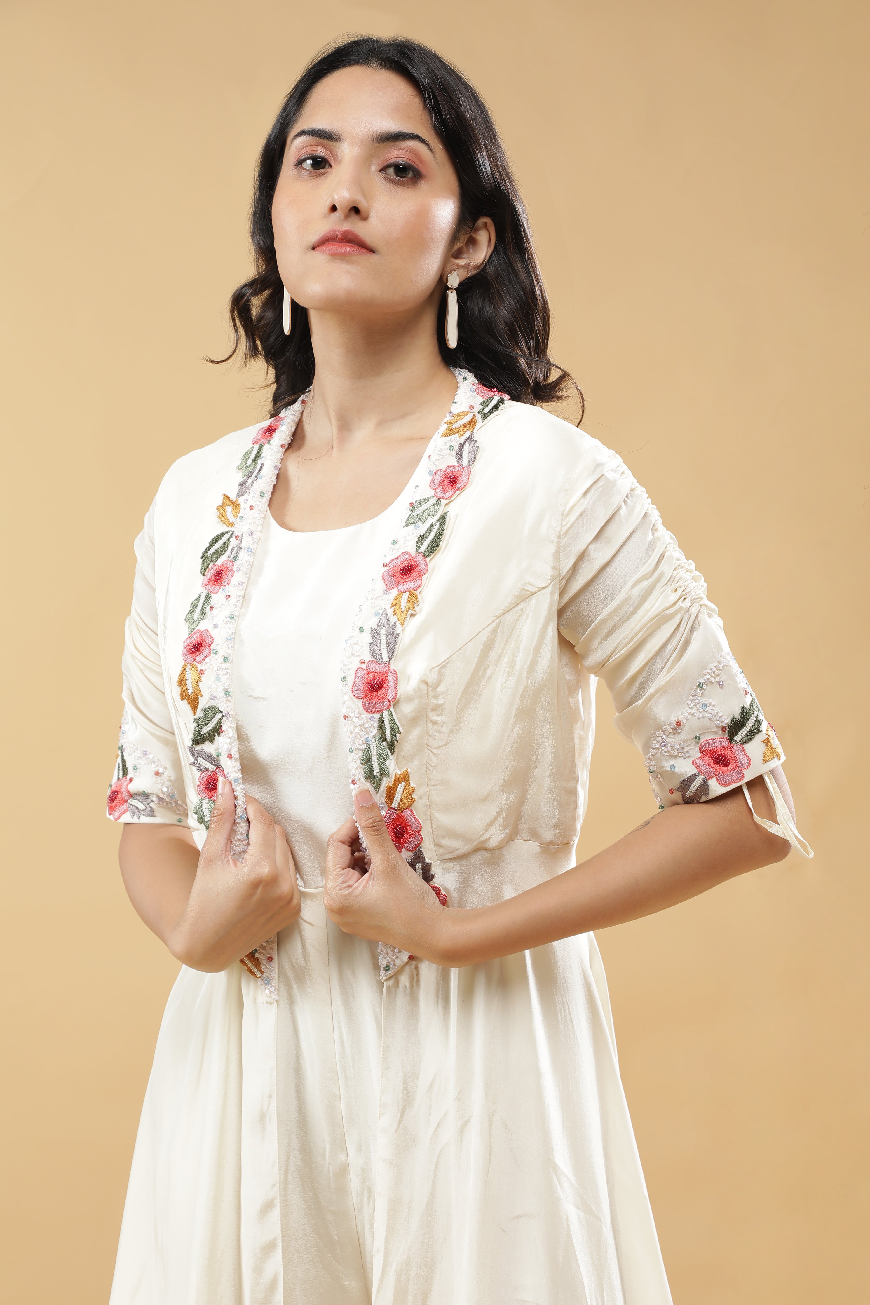 Ivory Silk Jumpsuit with Jacket
